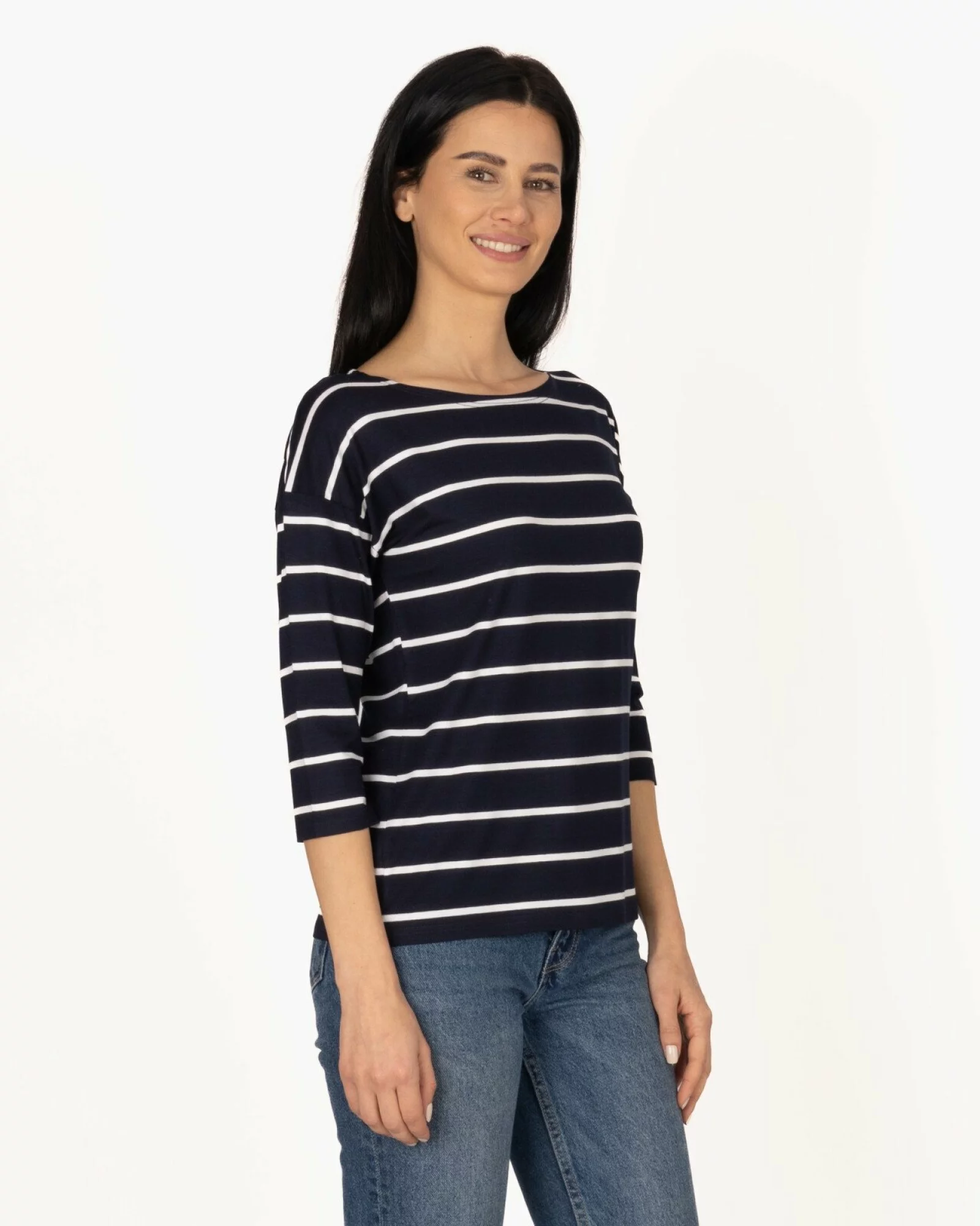 Bluză damă B.2250.Navy-Alb