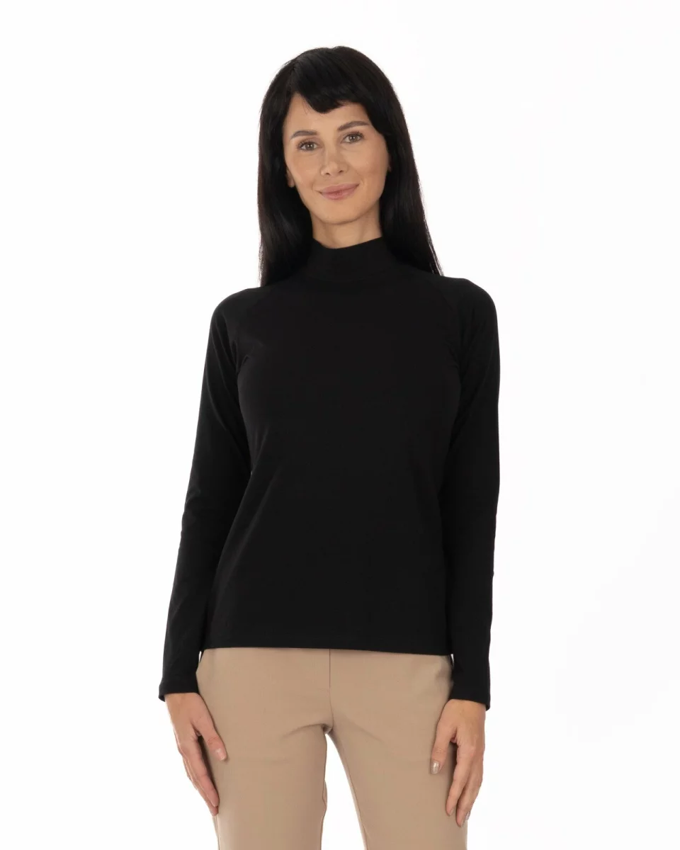Maletă neagră bumbac elastan mâneci raglan