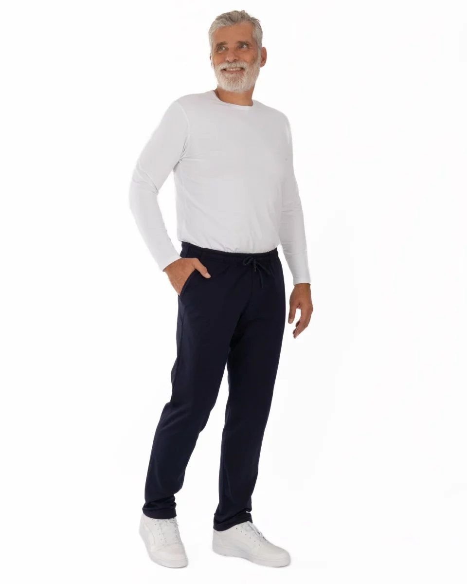 Pantaloni bleumarin model clasic interior pufos