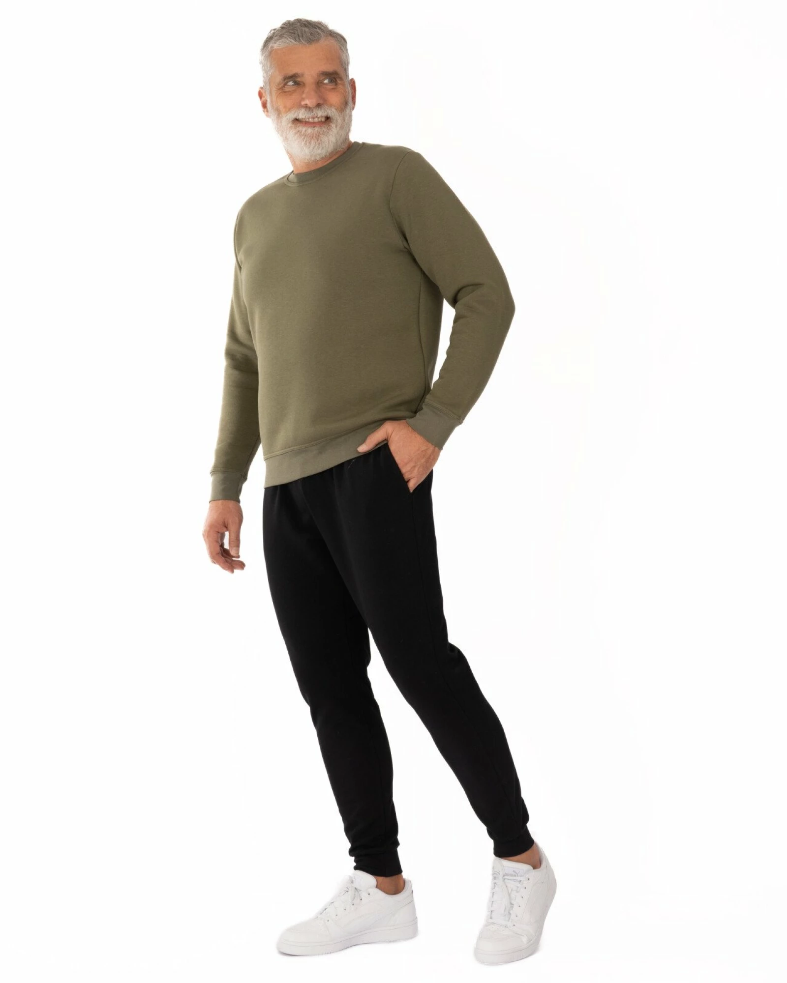 Pantalon Conic cu Manșetă Termo Pufos Bărbați P.4113.Negru