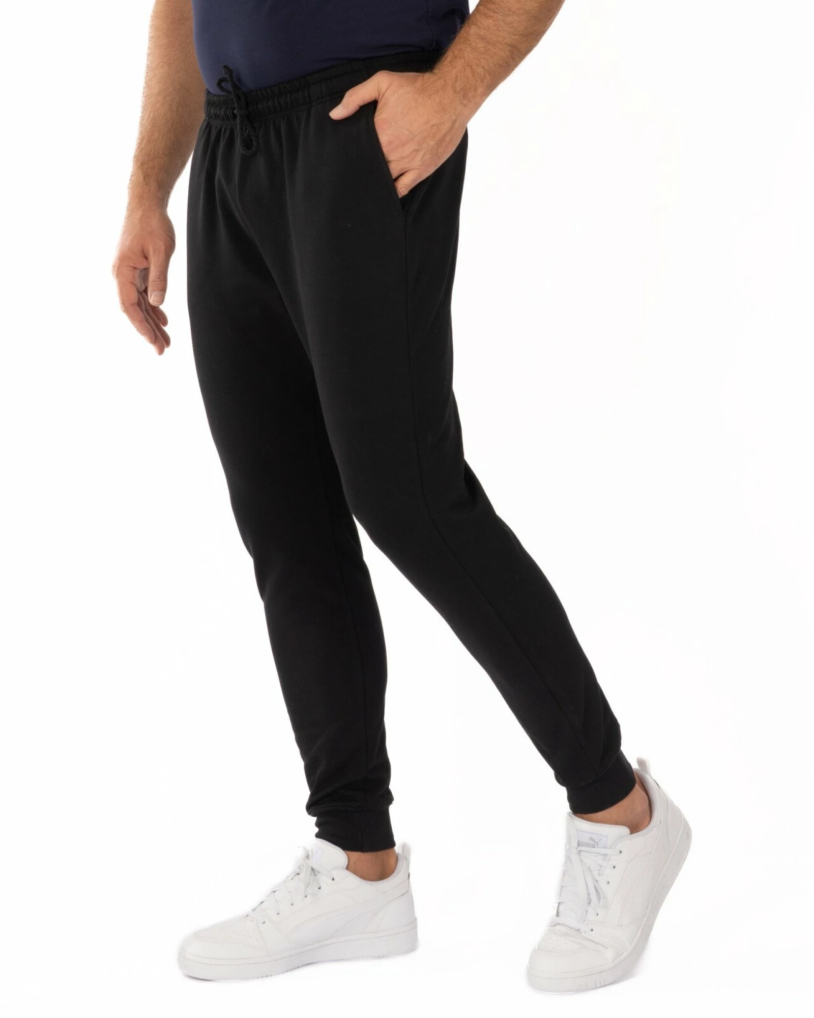 Pantalon Conic cu Manșetă Termo Pufos Bărbați P.4113.Negru