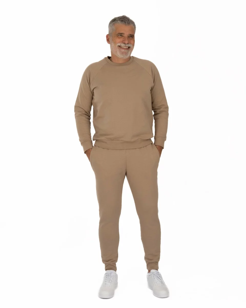 Pantaloni bej manșetă interior pufos