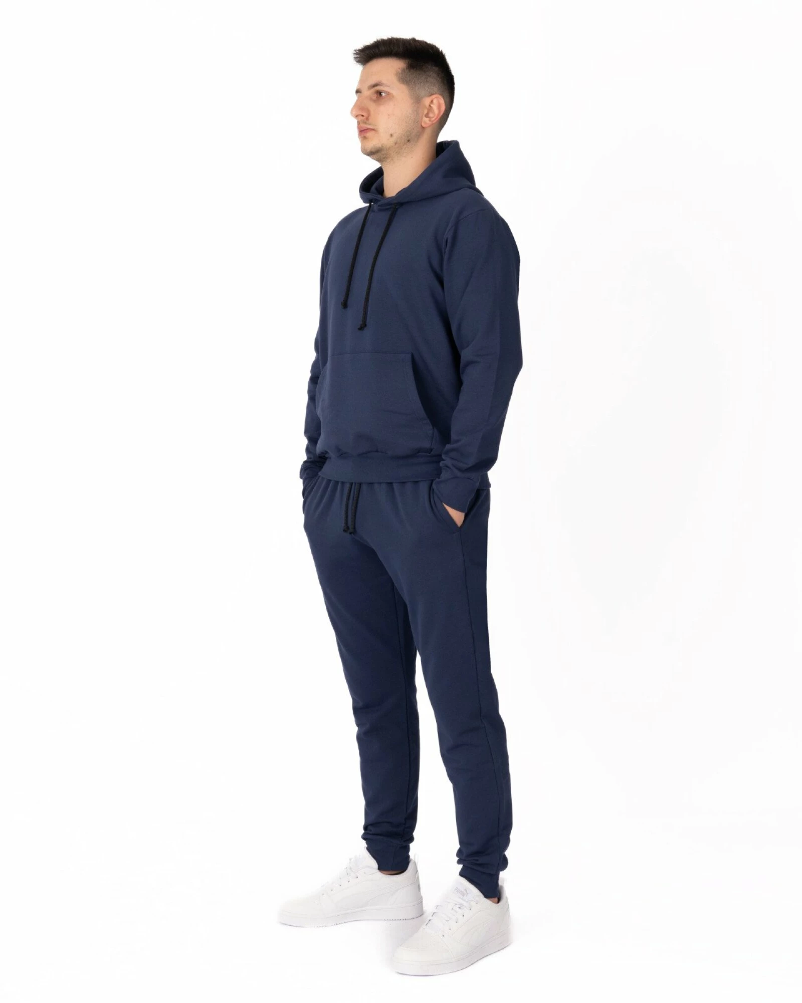 Pantalon Conic cu Manșete Termo Pufos Bărbați P.4071.Bleumarin