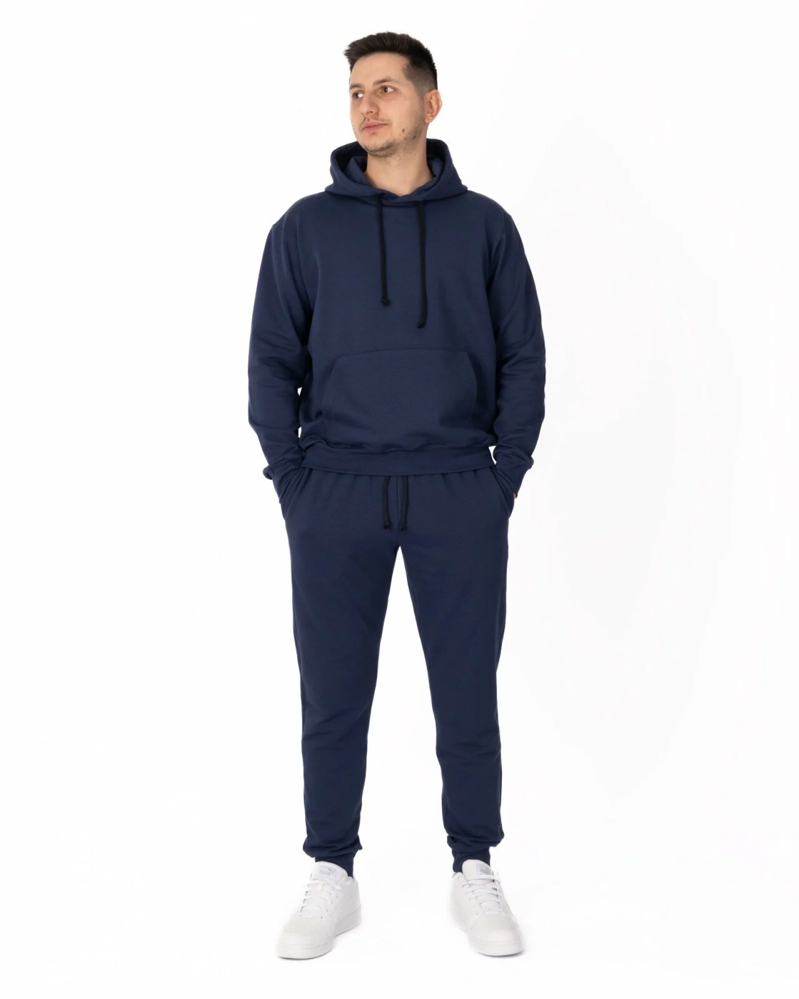 Pantalon Conic cu Manșete Termo Pufos Bărbați P.4071.Bleumarin