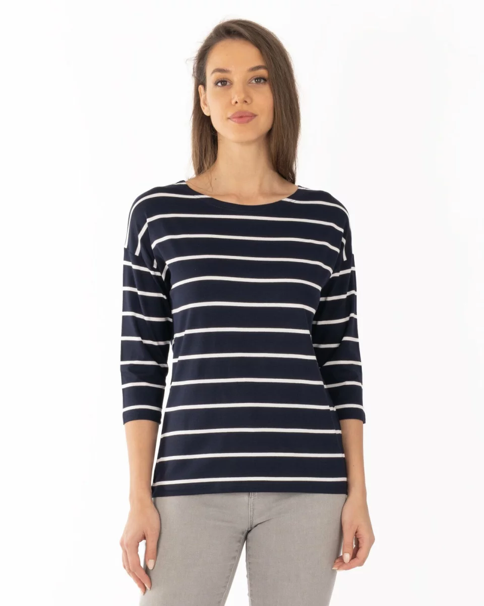Bluză damă B.2250.Navy-Alb