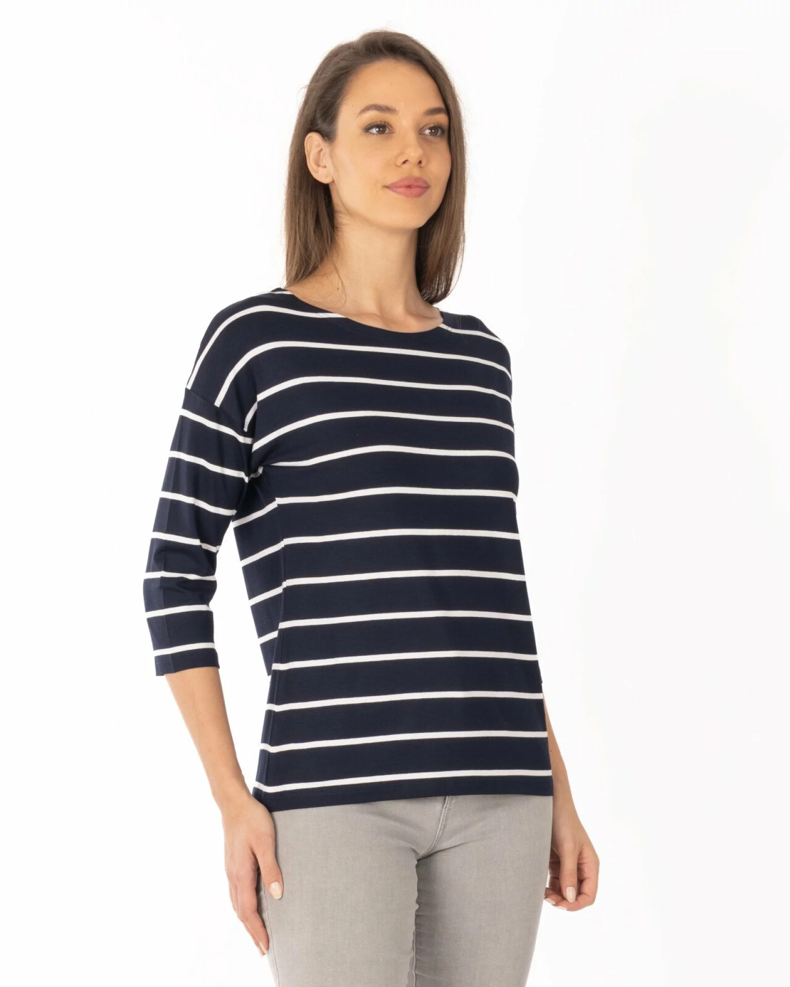 Bluză damă B.2250.Navy-Alb