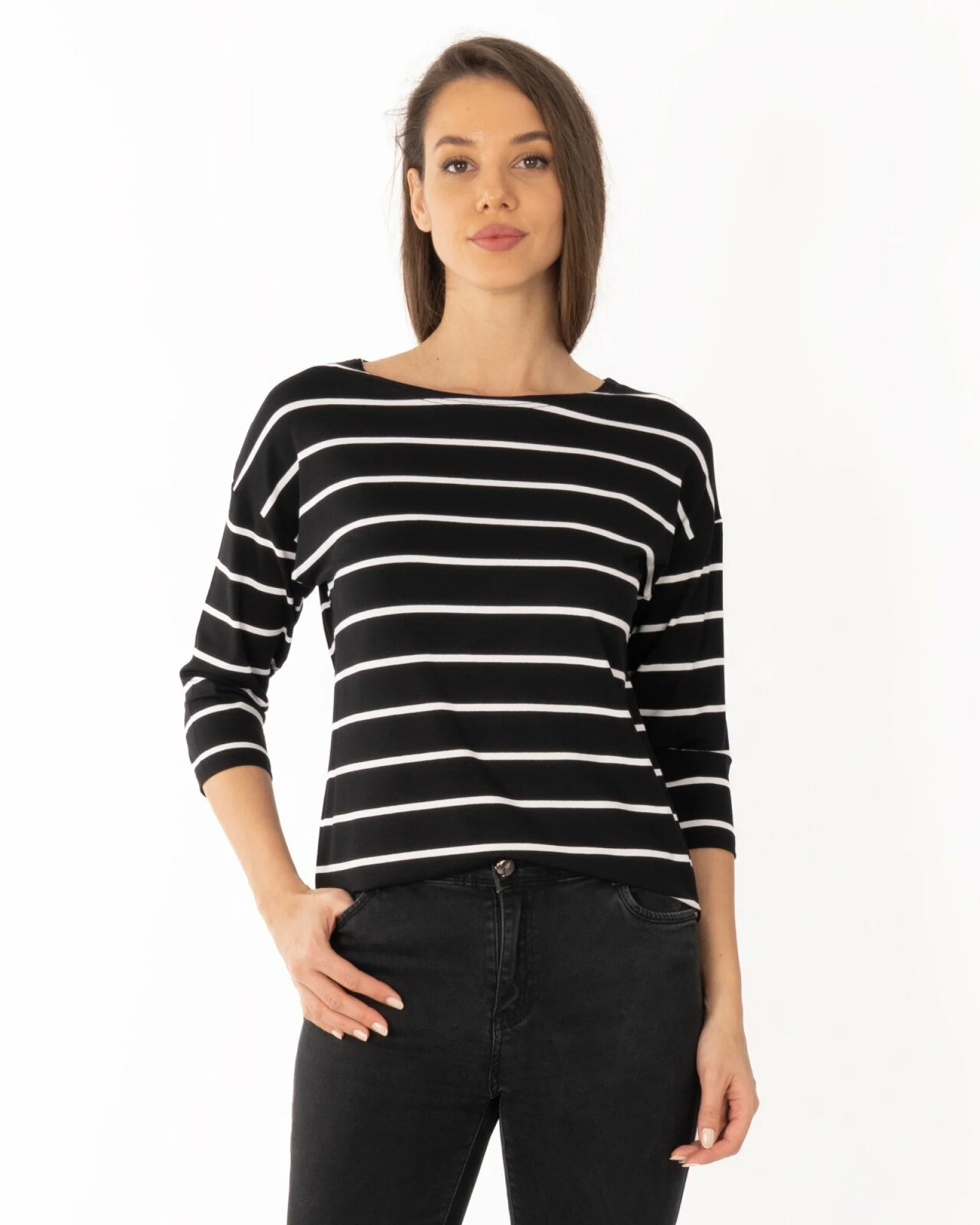 Bluză damă B.2250.Negru-Alb