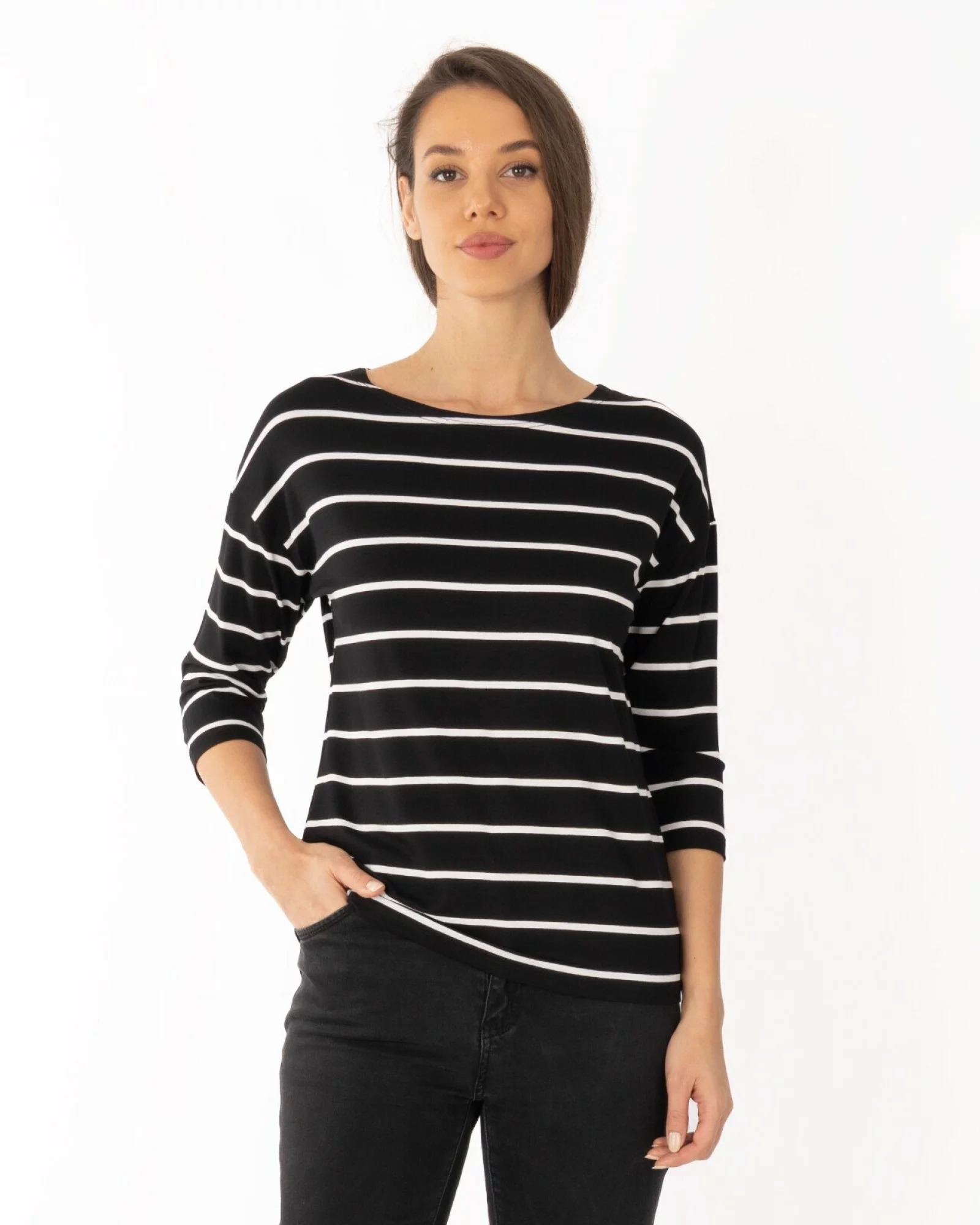 Bluză damă B.2250.Negru-Alb