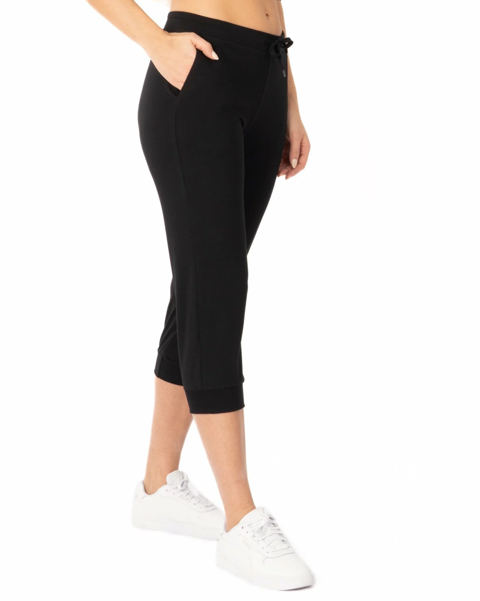 Pantaloni negri 3/4 manșetă