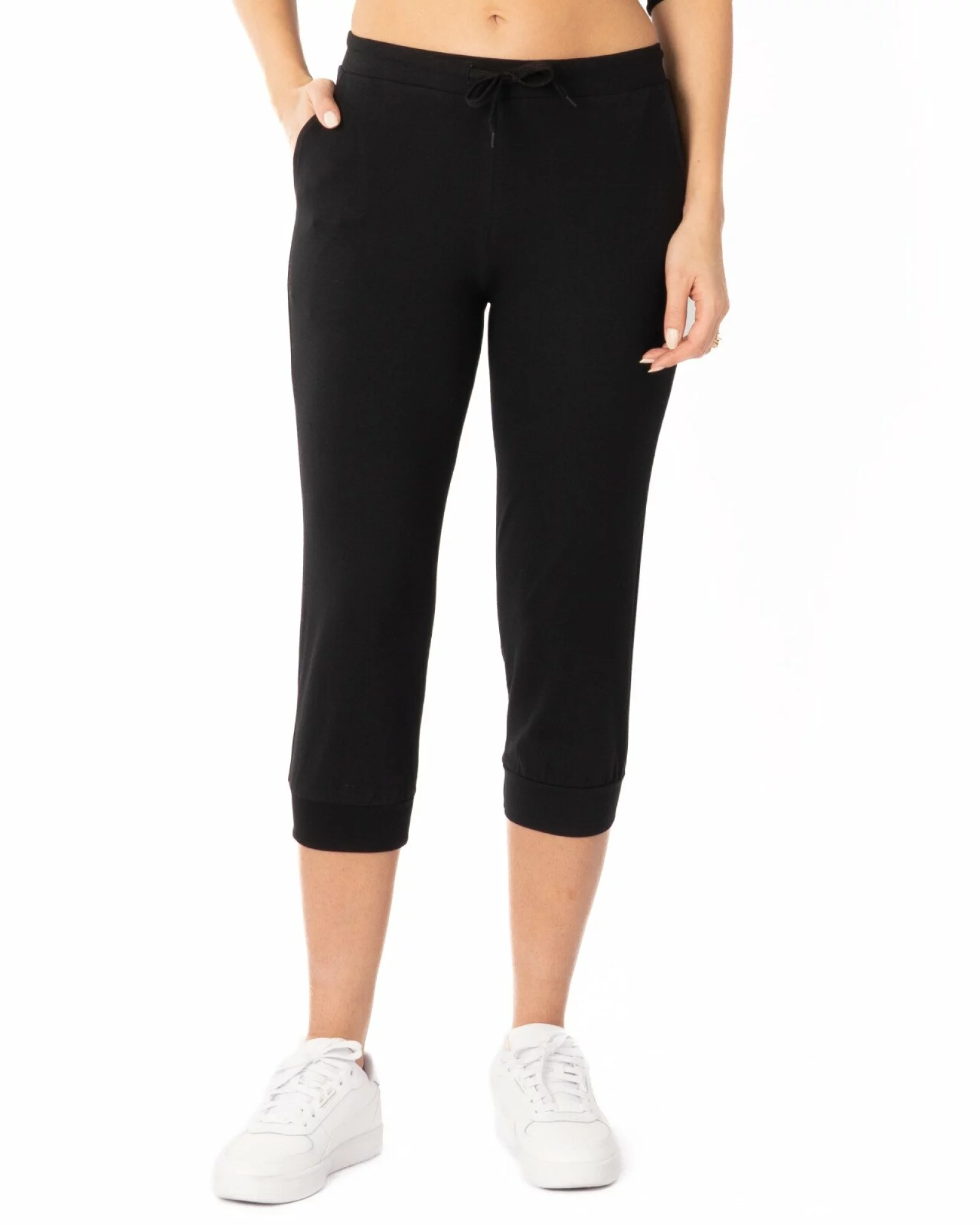 Pantaloni negri 3/4 manșetă