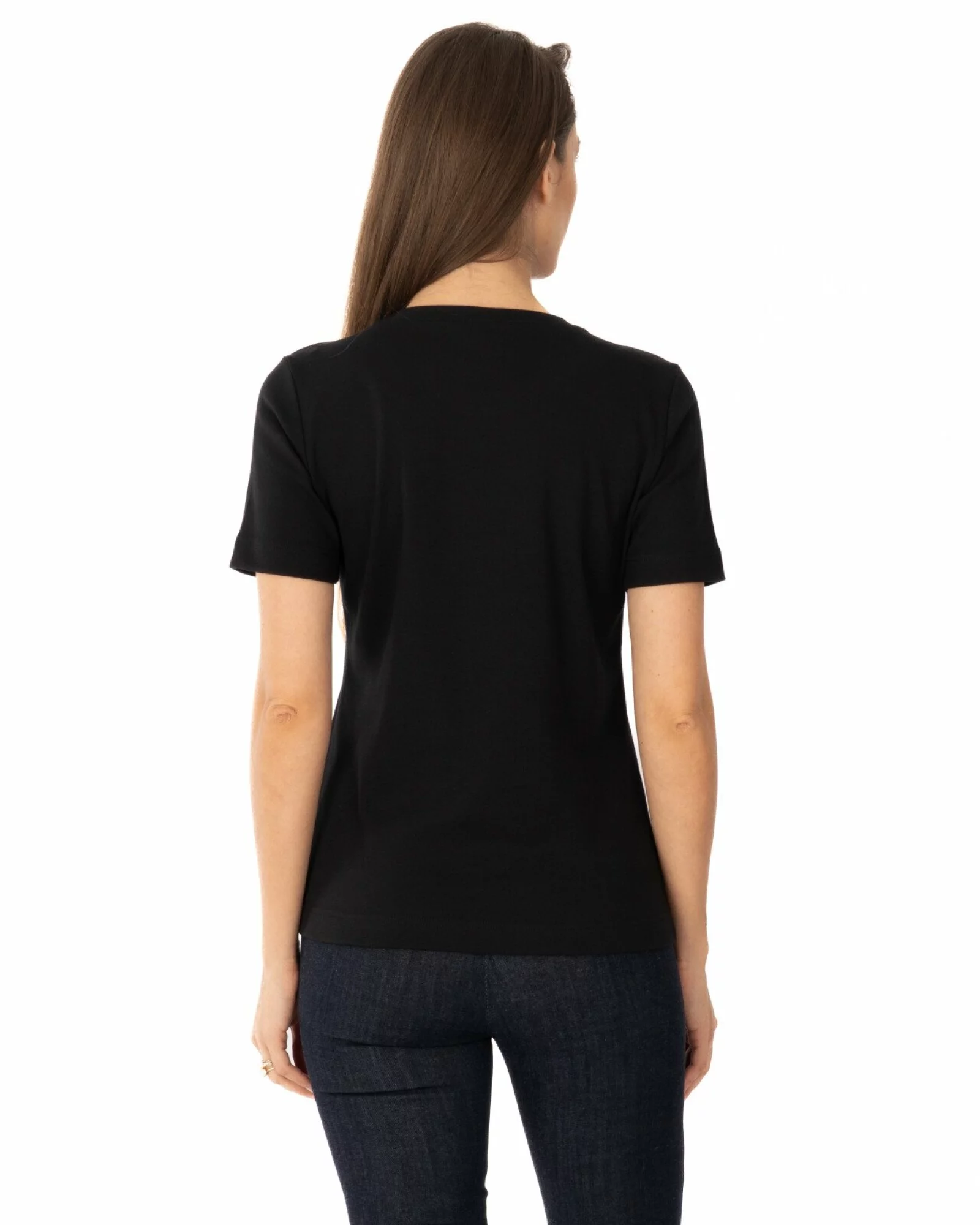 Tricou damă bumbac interlock cu nasturi decorativi