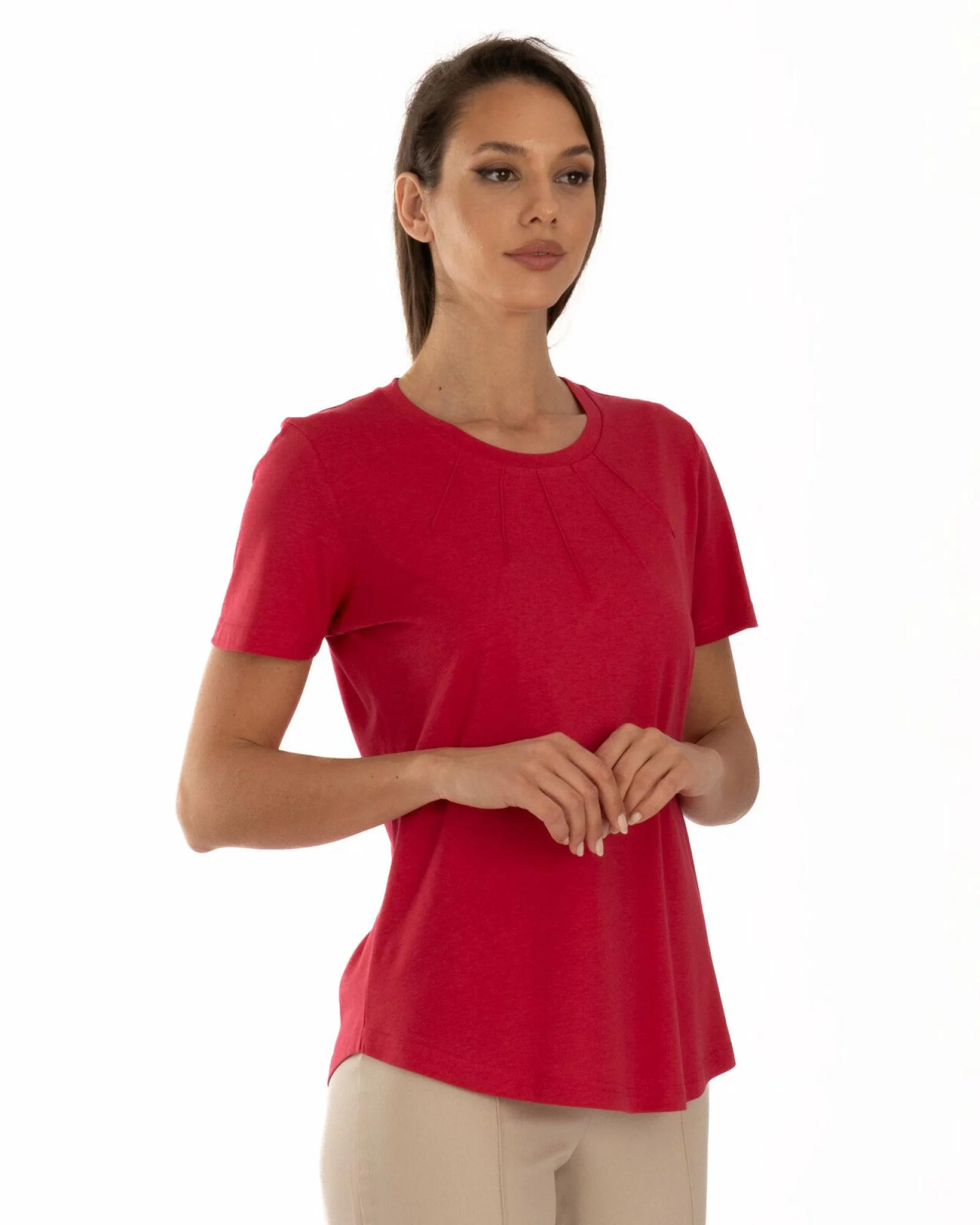 Tricou damă bumbac cu modal, croială fluidă