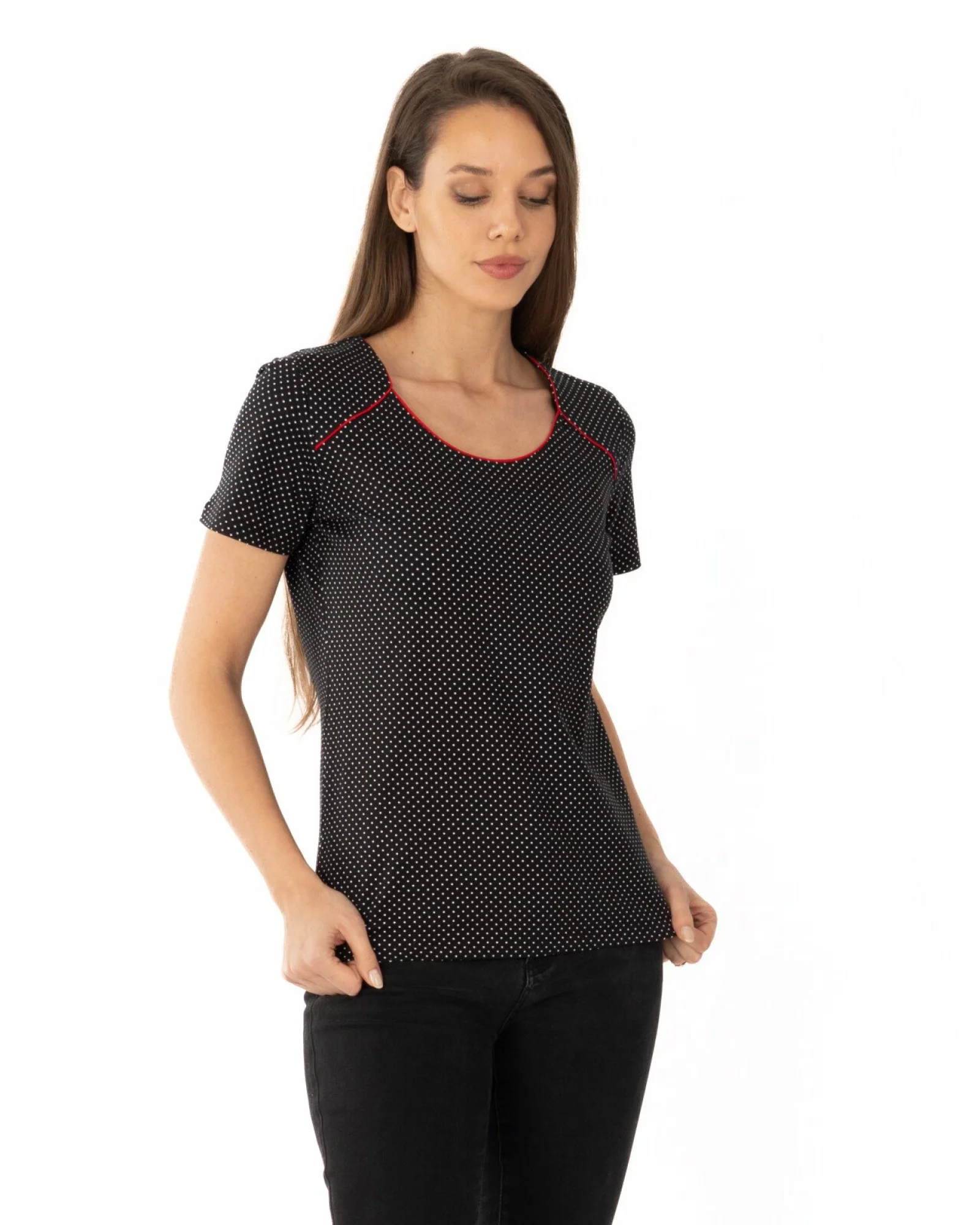 Tricou damă imprimat bumbac cu lycra