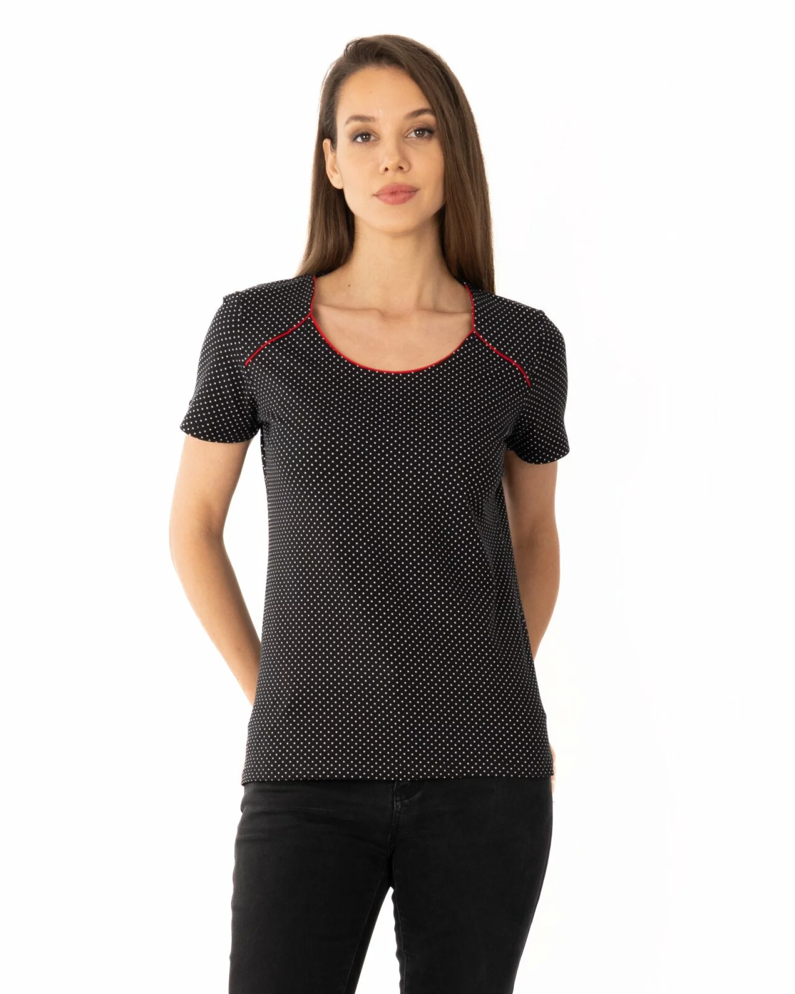 Tricou damă imprimat bumbac cu lycra