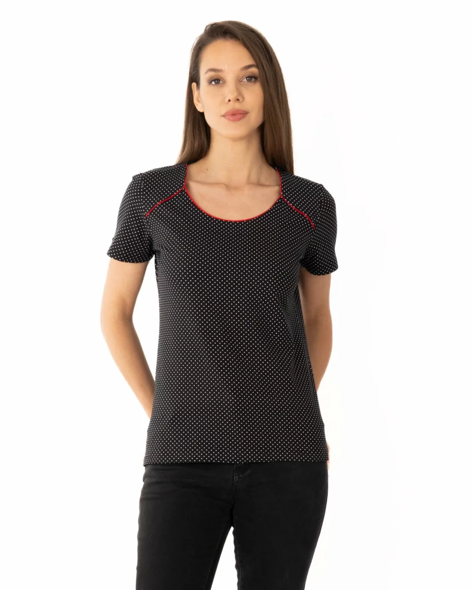 Tricou damă imprimat bumbac cu lycra