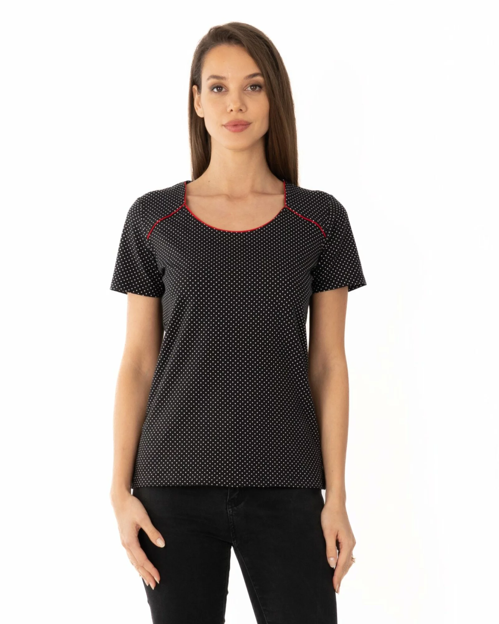 Tricou damă imprimat bumbac cu lycra