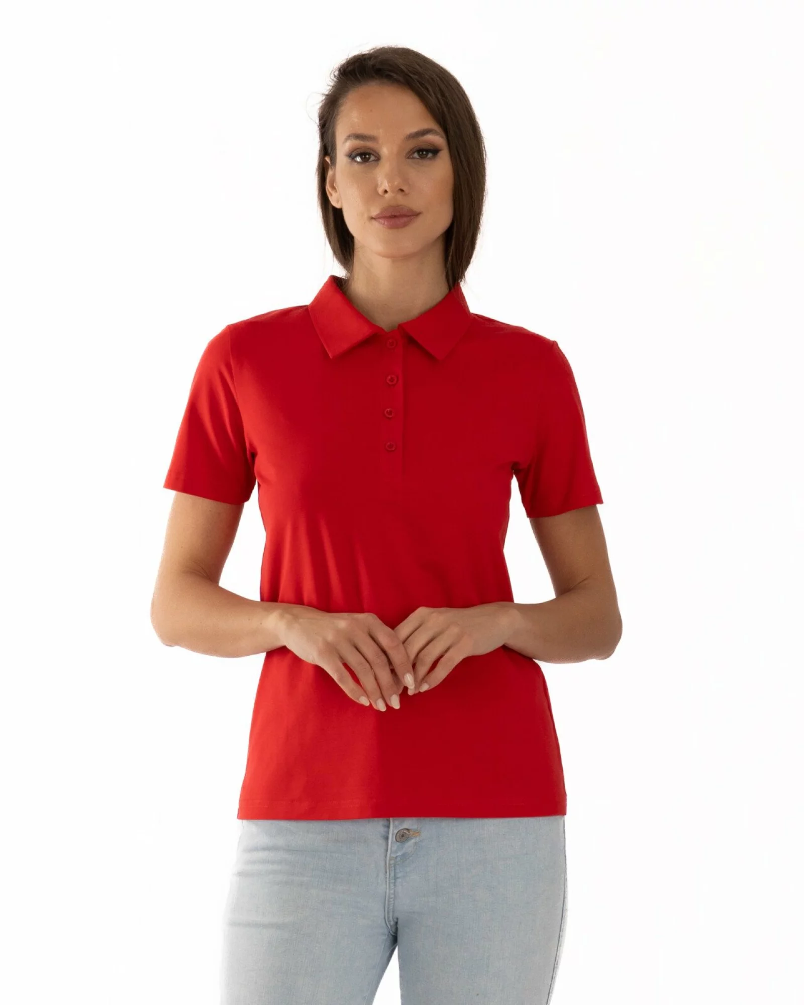 Tricou damă polo din bumbac cu lycra