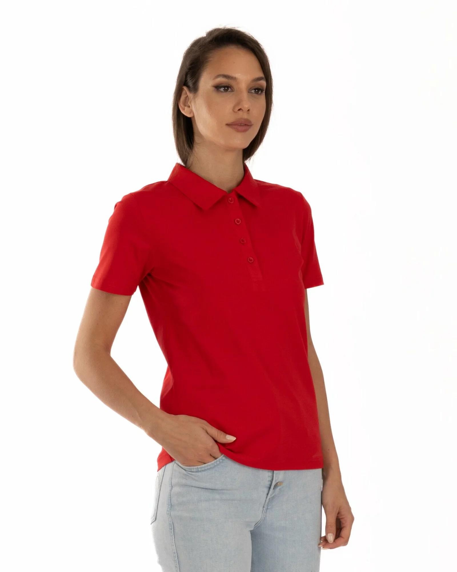 Tricou damă polo din bumbac cu lycra