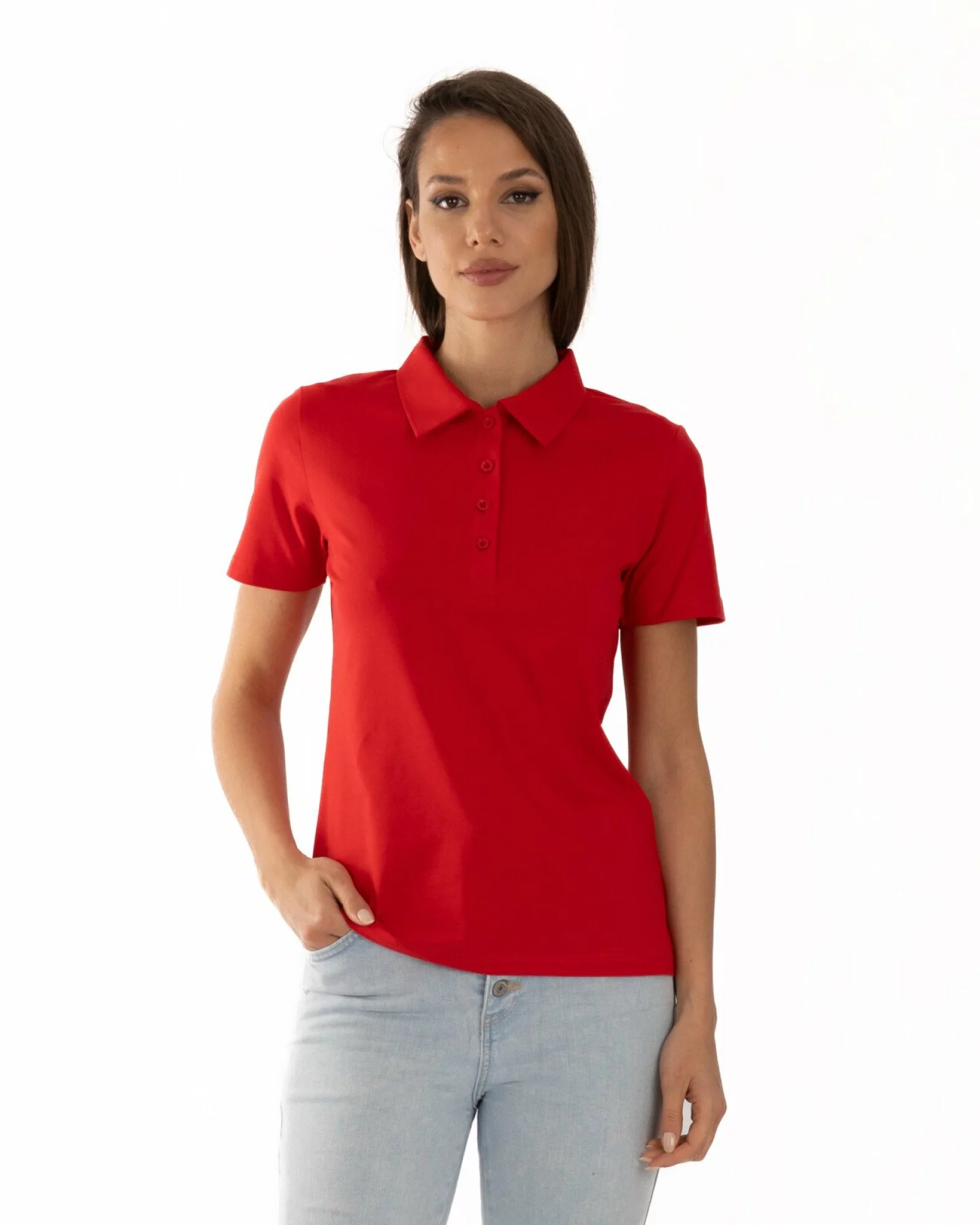 Tricou damă polo din bumbac cu lycra