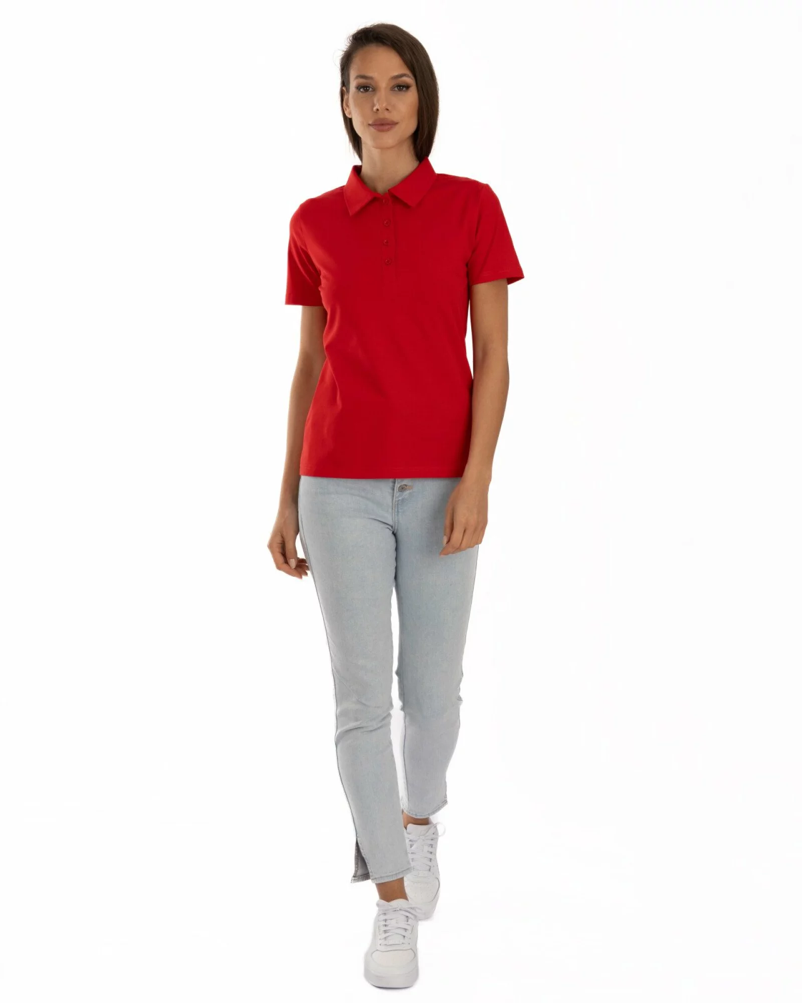 Tricou damă polo din bumbac cu lycra