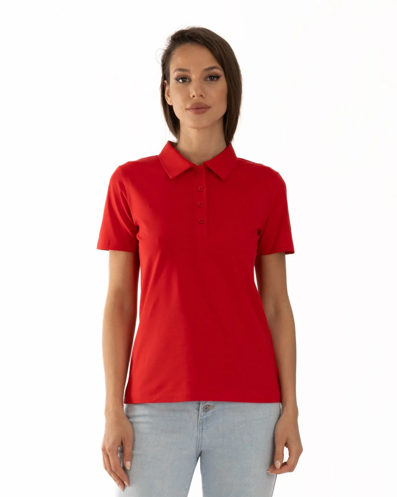 Tricou damă polo din bumbac cu lycra