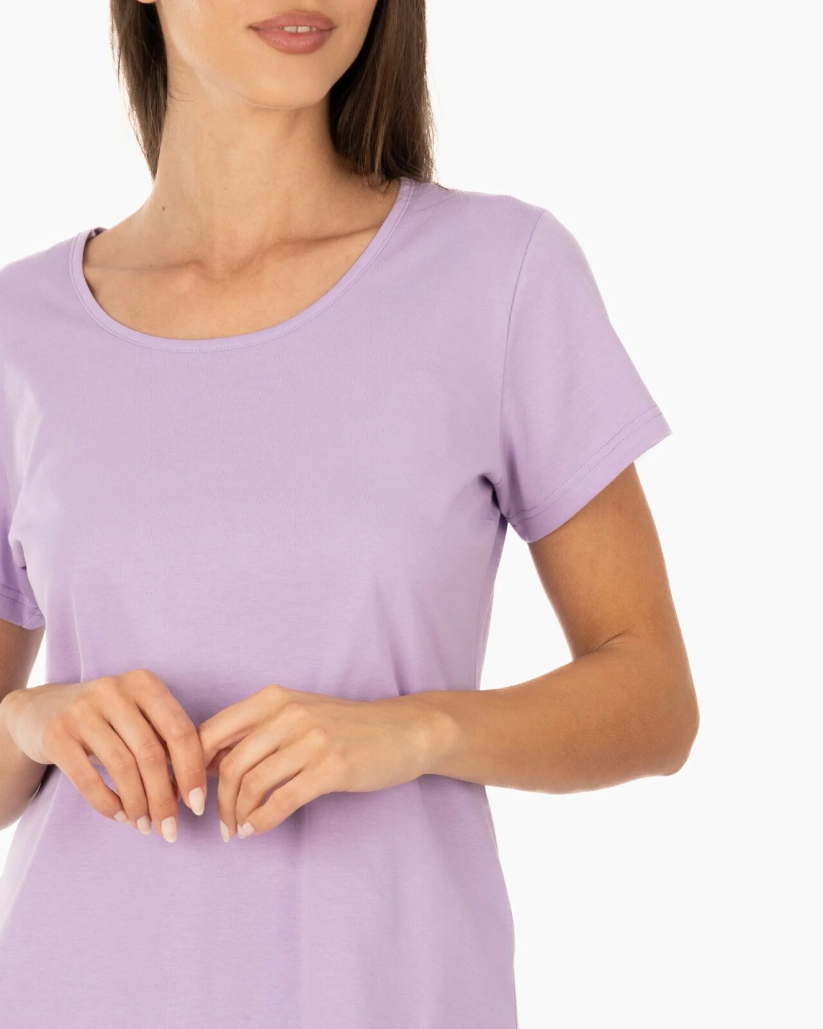 Tricou damă basic bumbac guler rotund - lilac