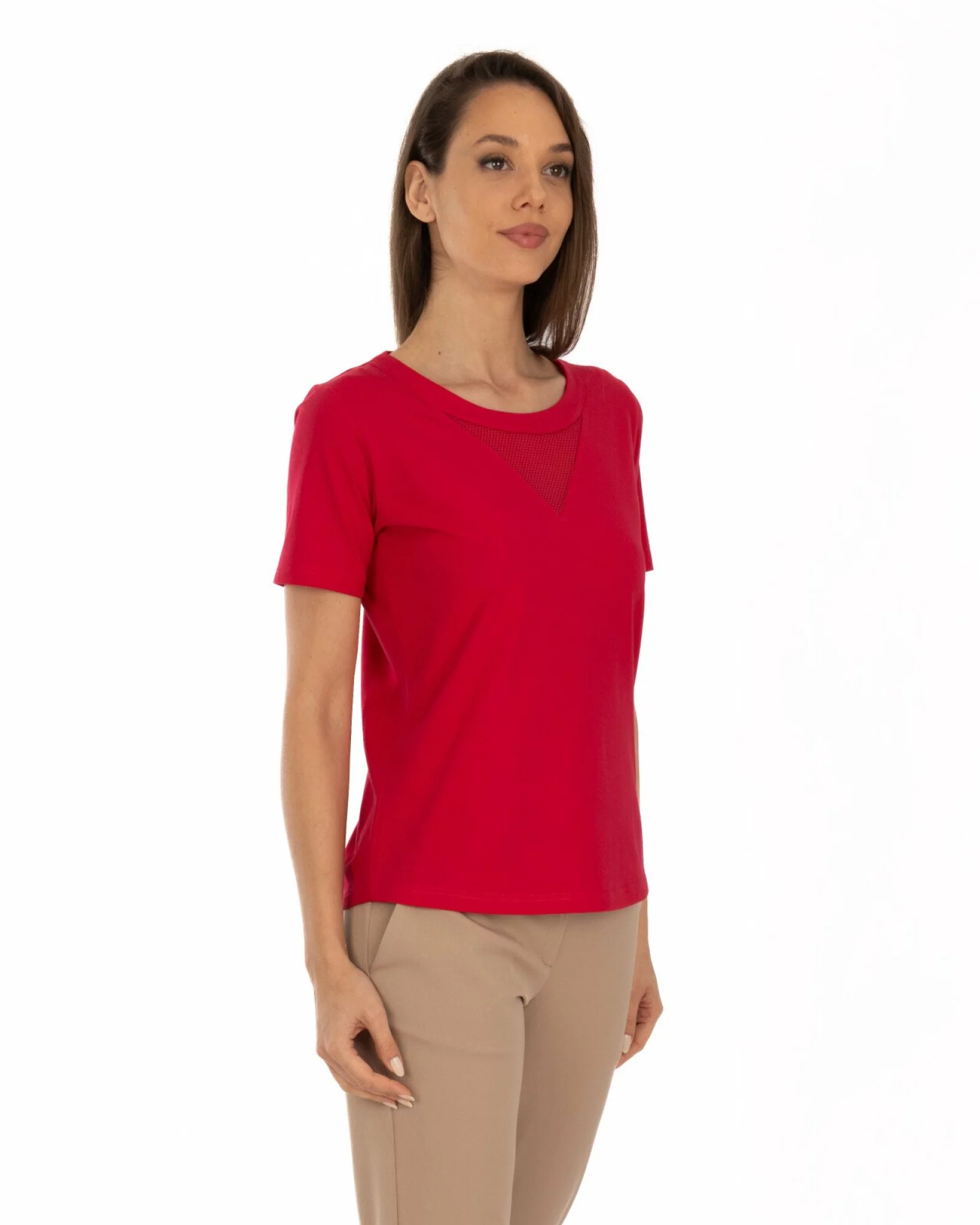 Tricou damă bumbac cu lycra – dantelă elegantă