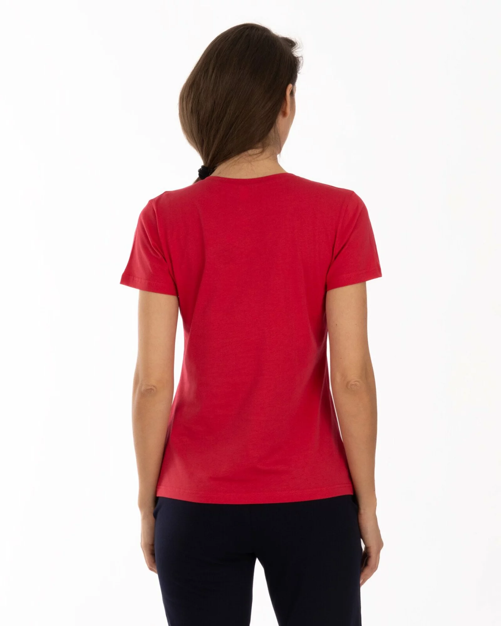 Tricou roșu bumbac cu decolteu V