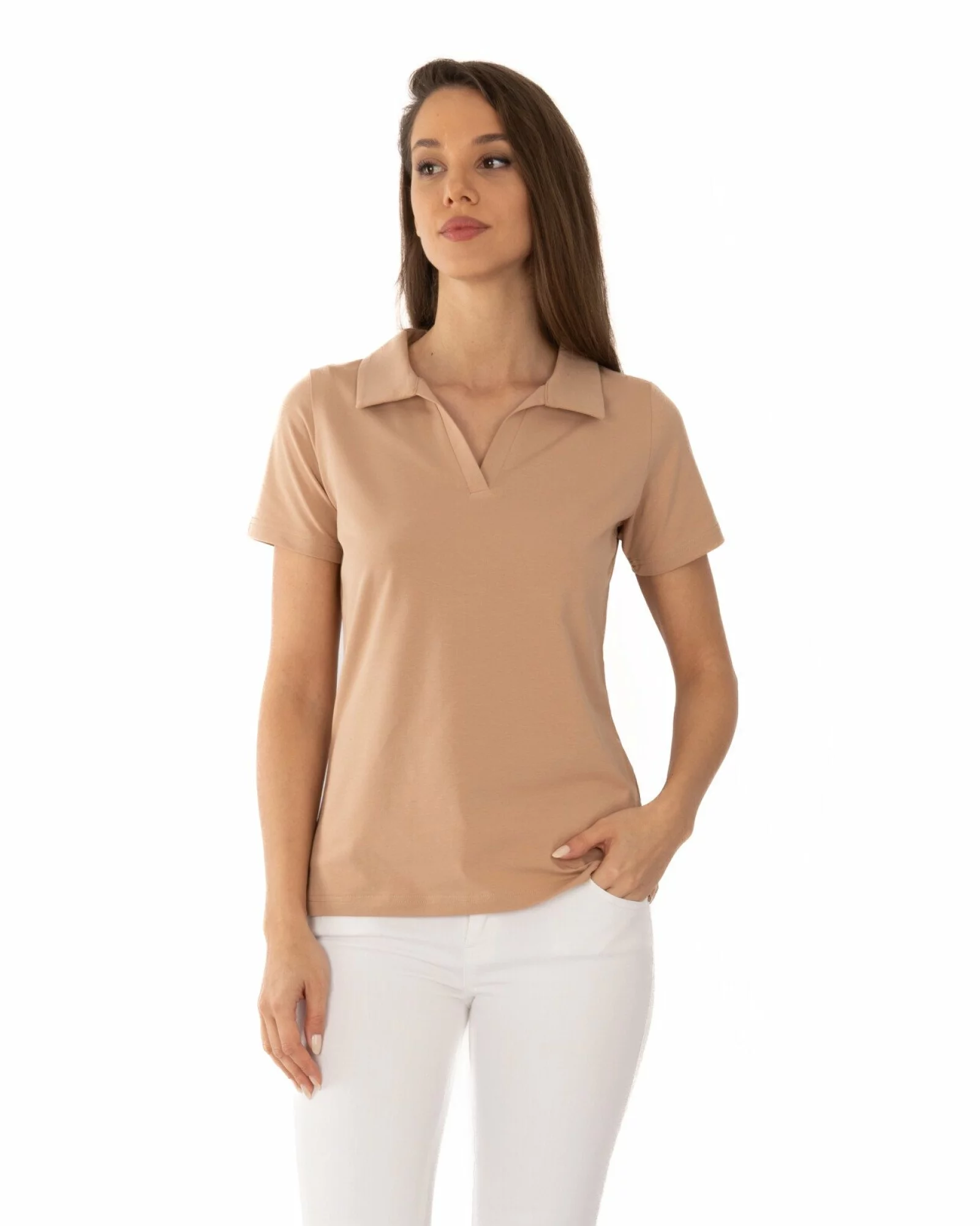 Tricou damă polo fără nasturi