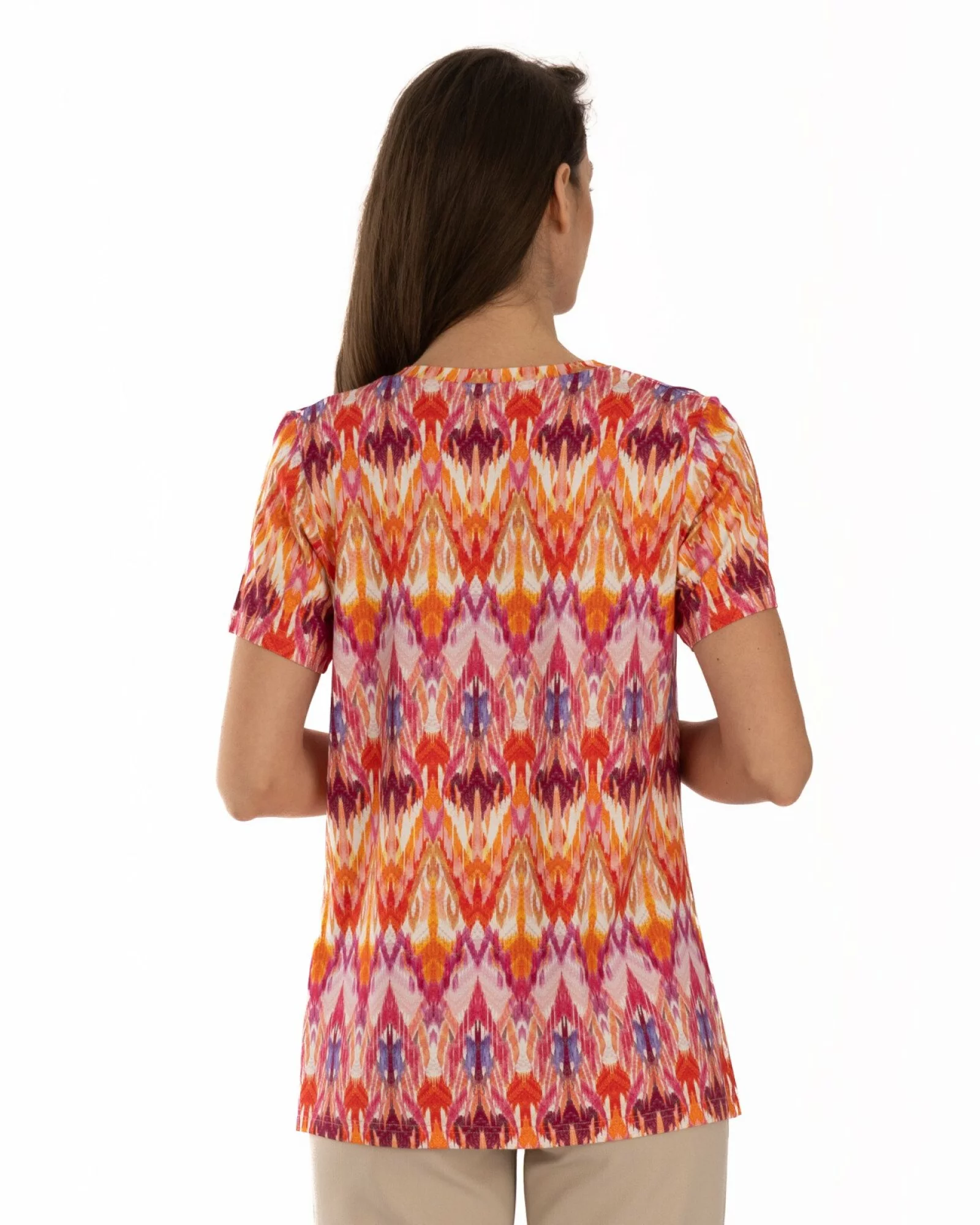Tricou damă din vâscoză cu imprimeu abstract | Knox
