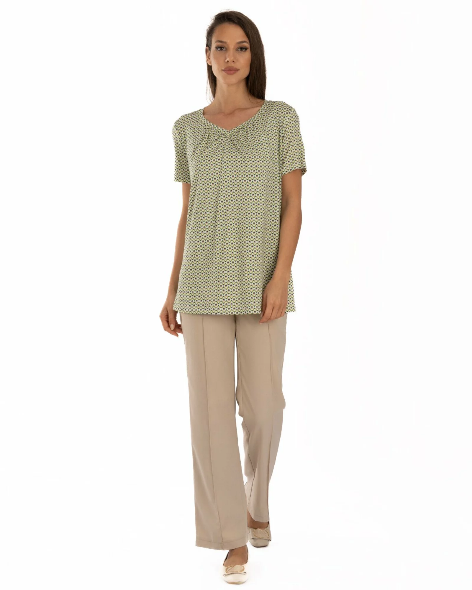 Tricou damă din vâscoză cu imprimeu abstract | Knox