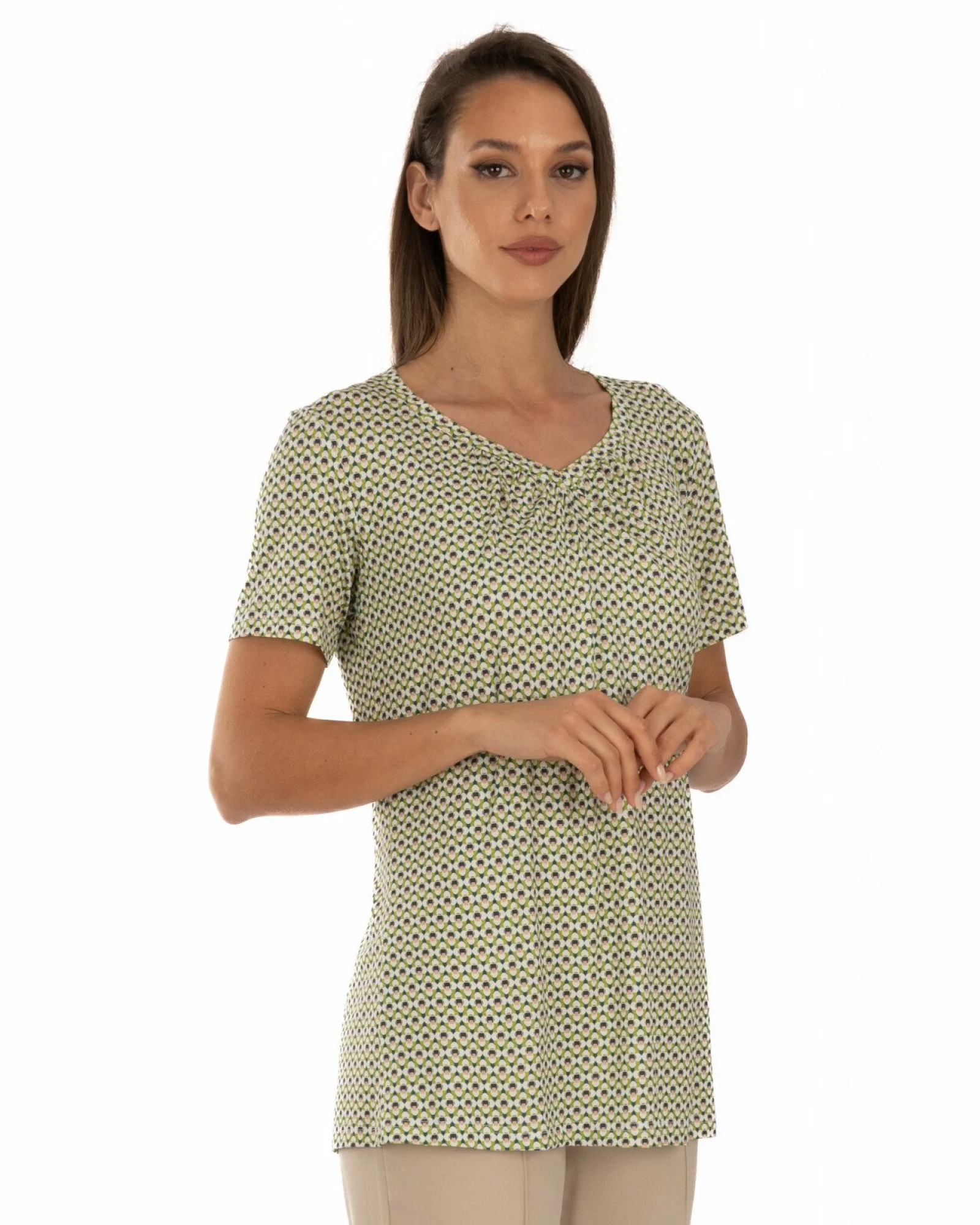 Tricou damă din vâscoză cu imprimeu abstract | Knox