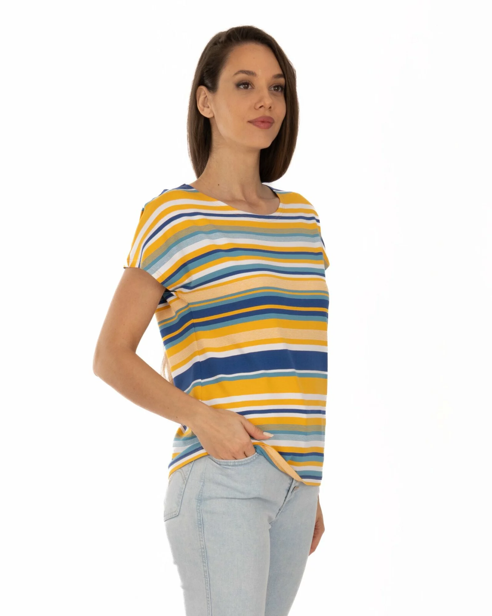 Tricou vâscoză elastan cu dungi