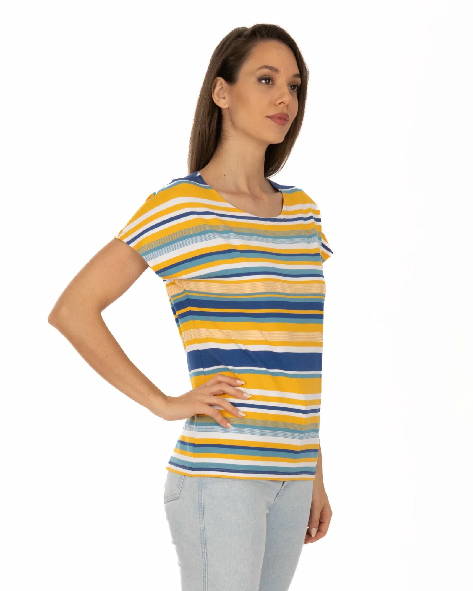 Tricou vâscoză elastan cu dungi