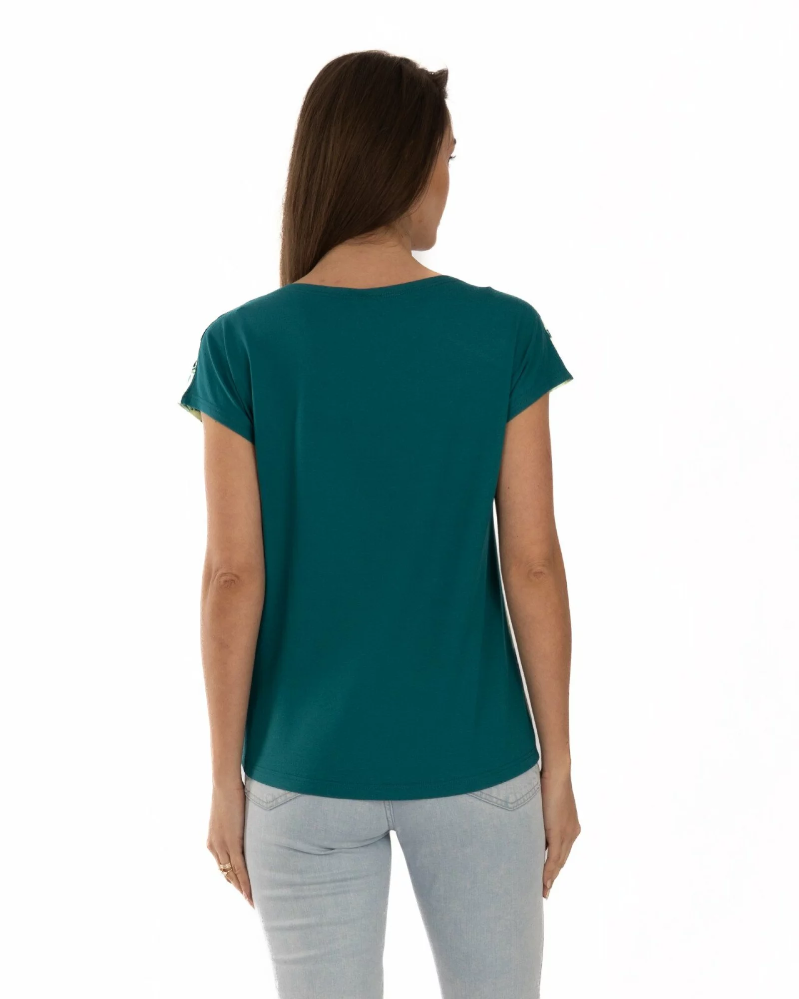 Tricou verde deschis vâscoză elastan imprimat
