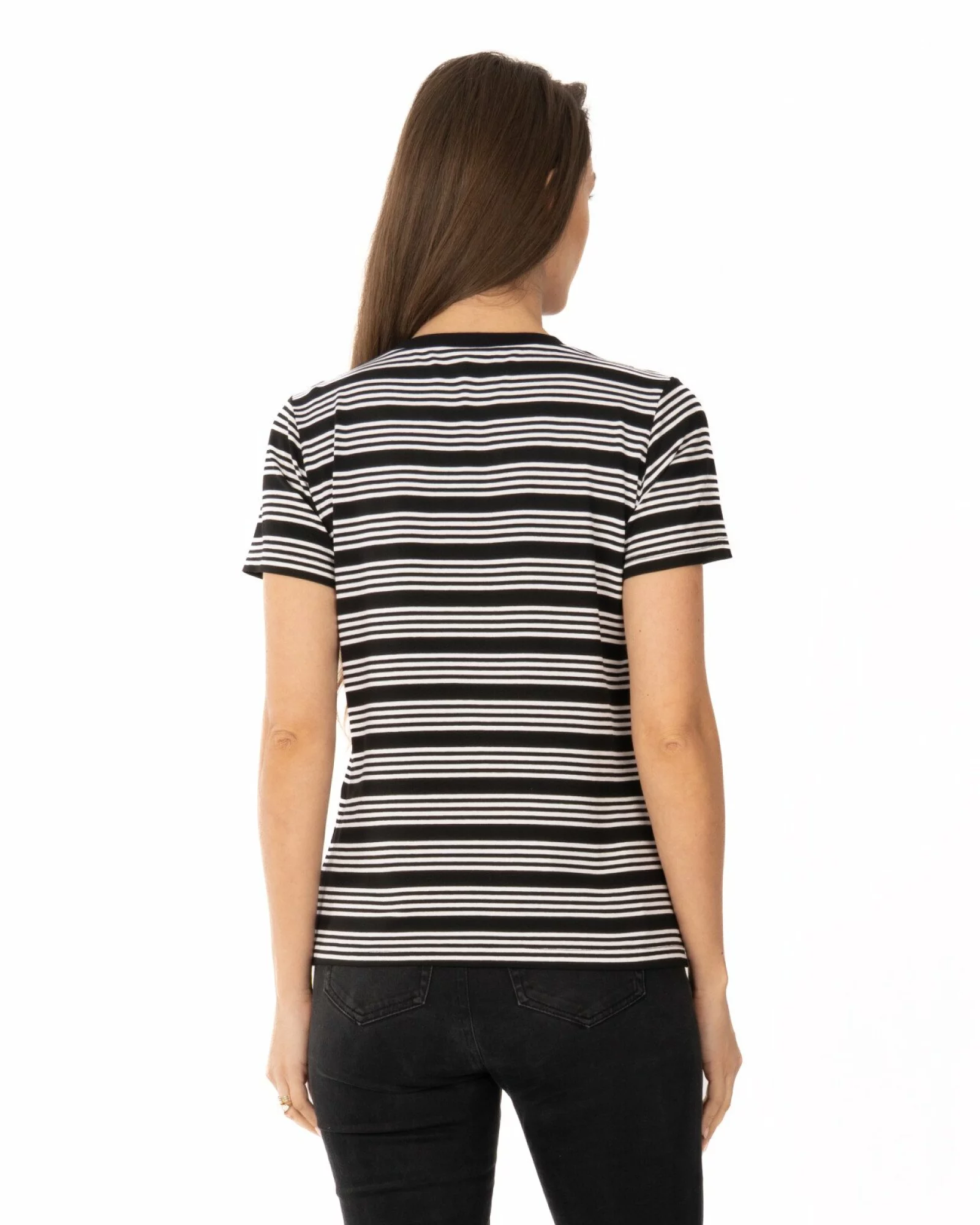 Tricou vâscoză elastan dungi cu decolteu V