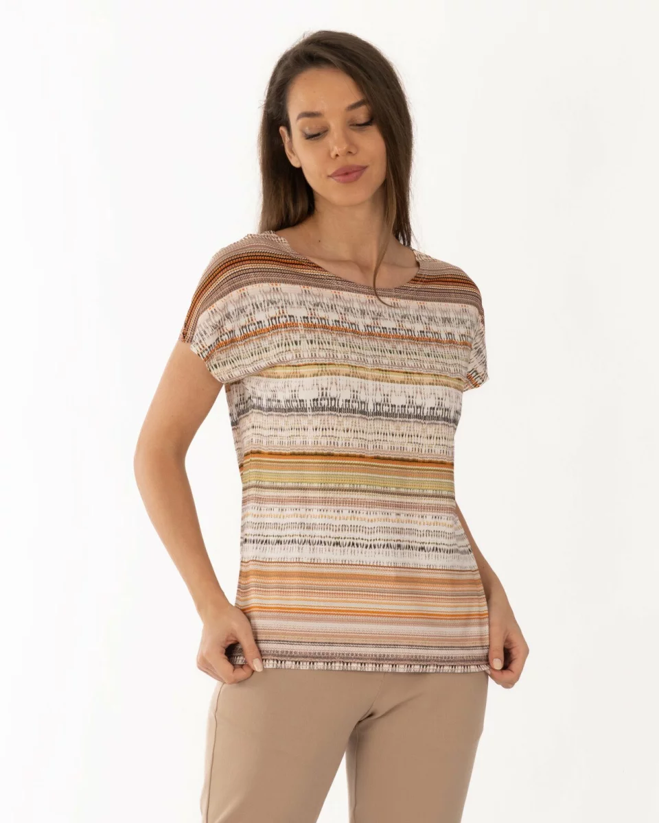 Tricou vâscoză elastan cu dungi