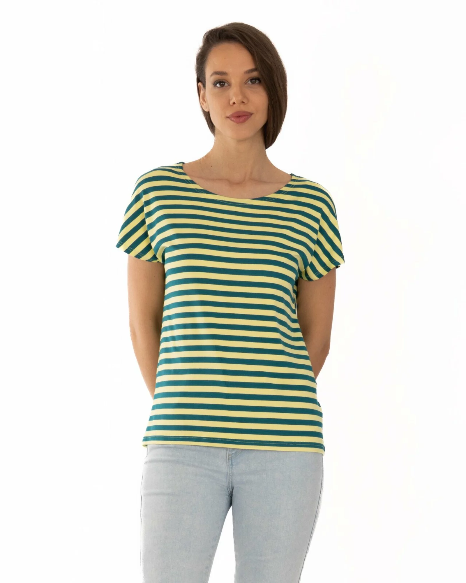 Tricou vâscoză elastan cu dungi