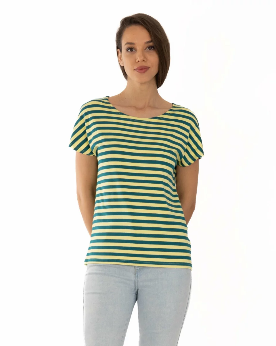 Tricou vâscoză elastan cu dungi