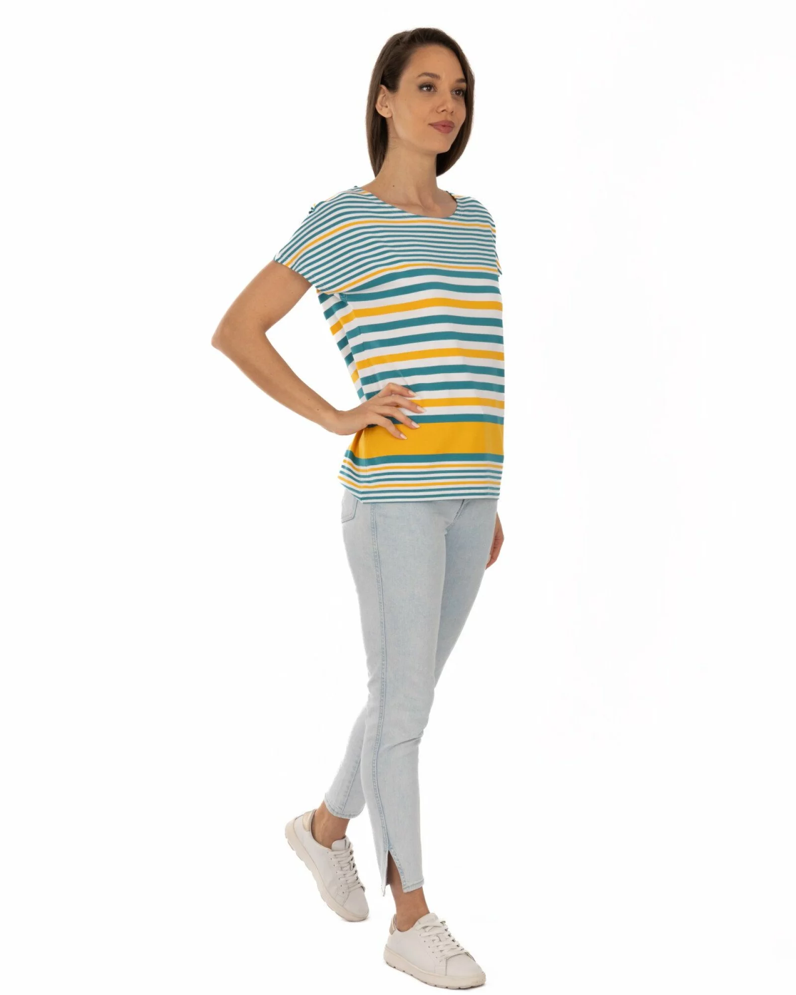 Tricou vâscoză elastan cu dungi