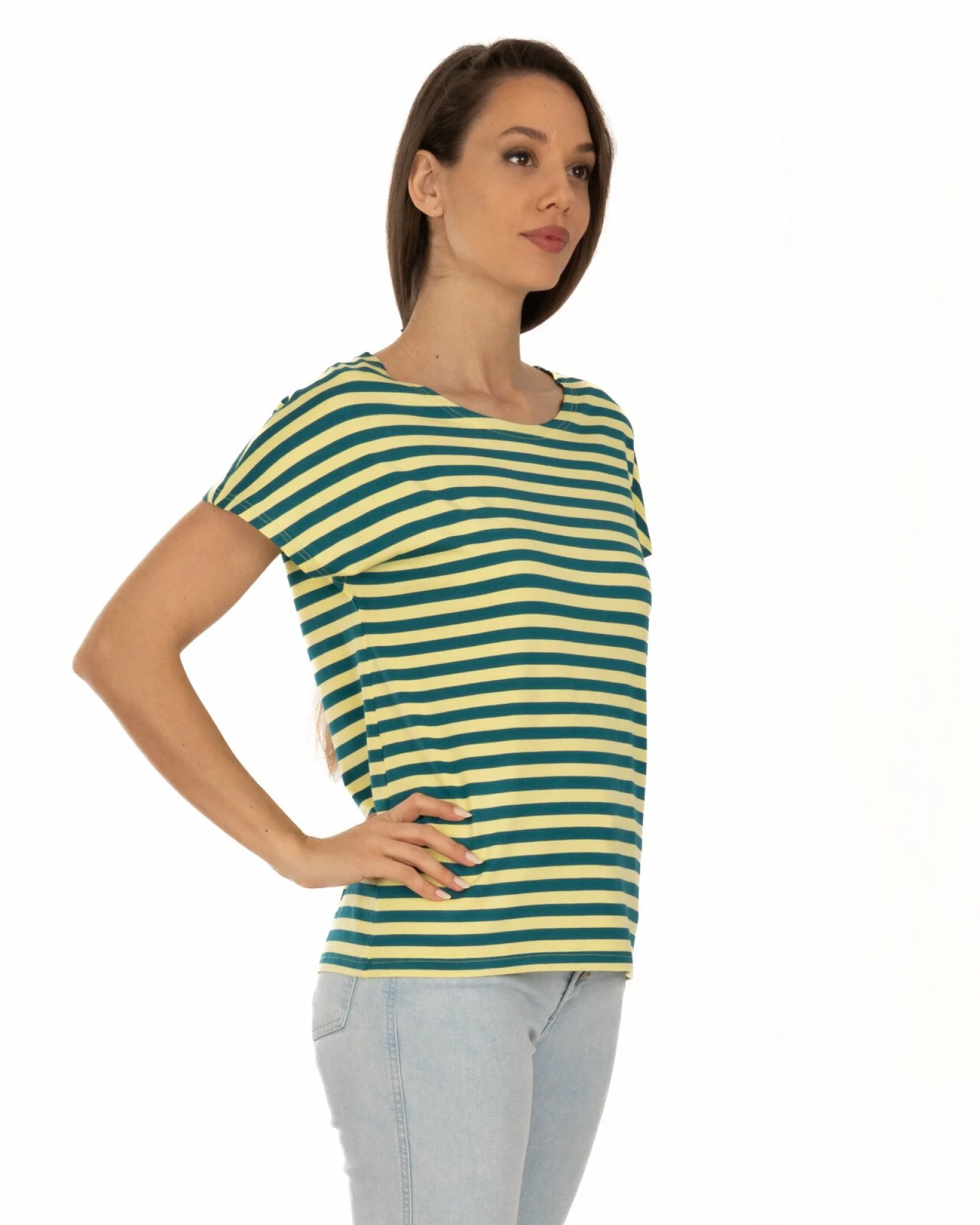 Tricou vâscoză elastan cu dungi
