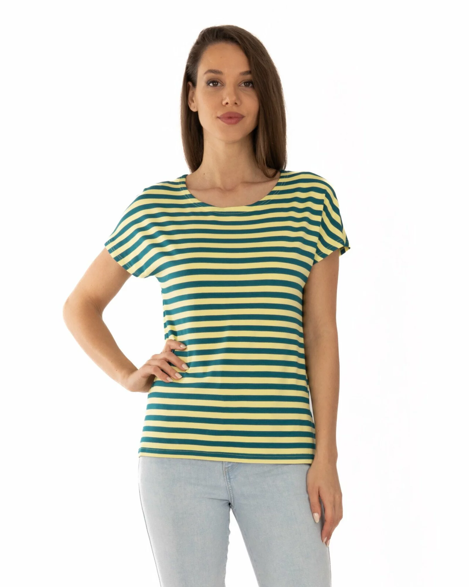 Tricou vâscoză elastan cu dungi
