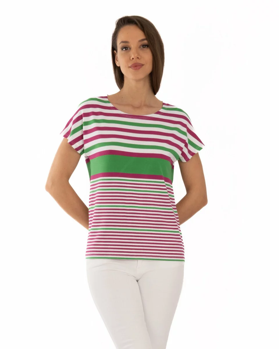 Tricou vâscoză elastan cu dungi