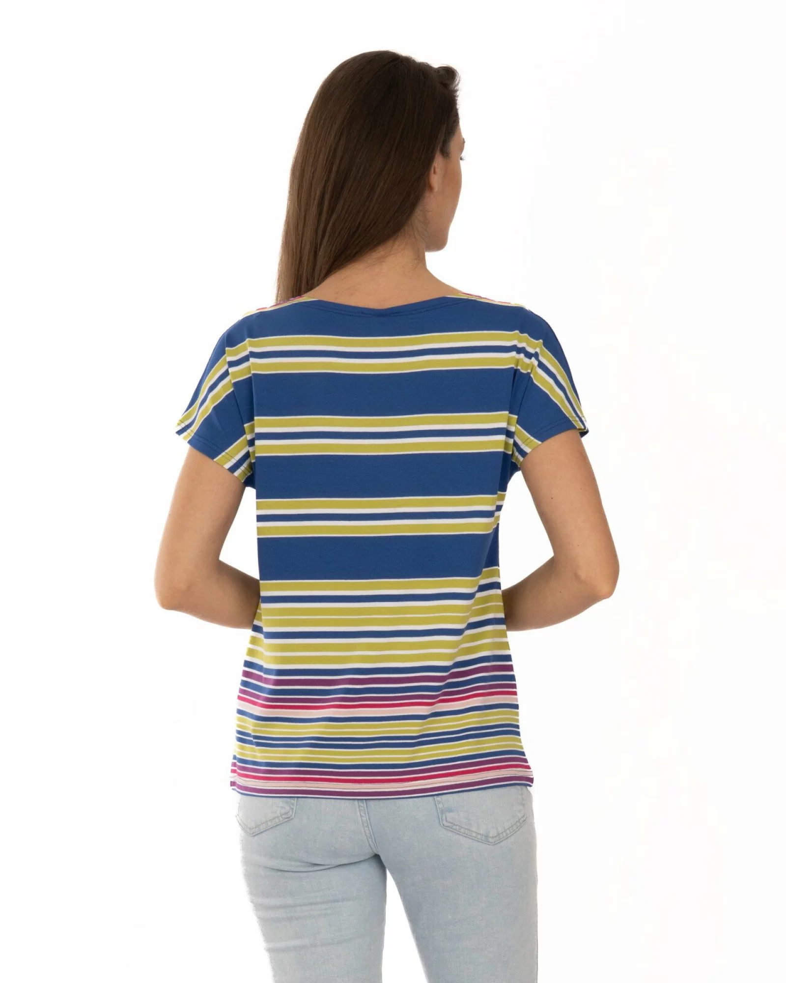 Tricou vâscoză elastan cu dungi