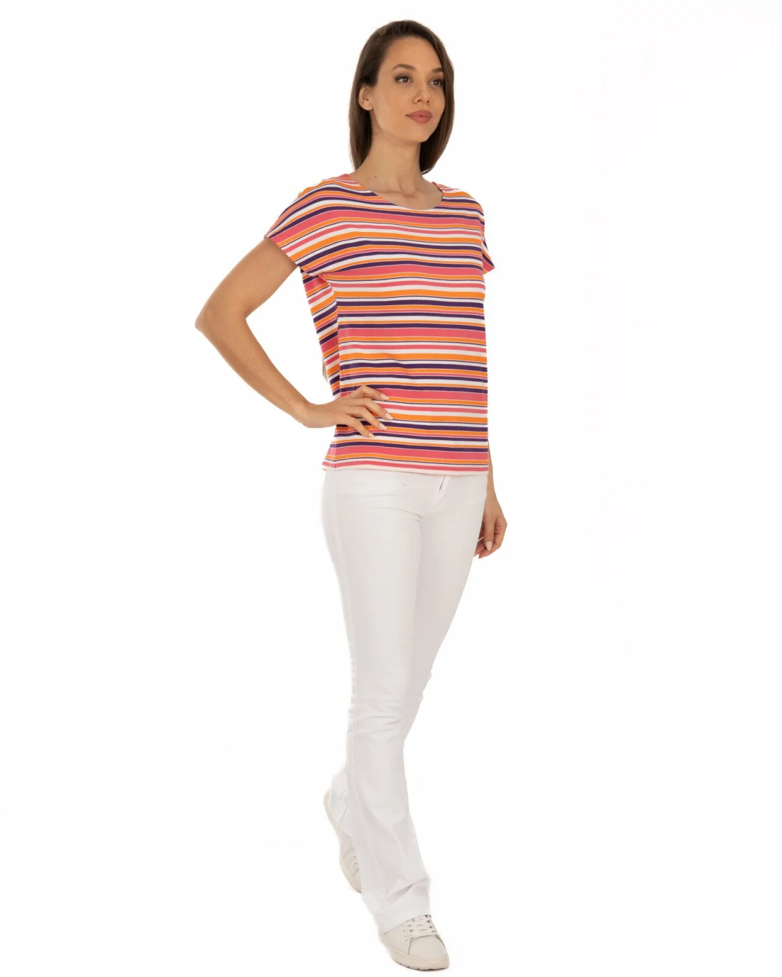 Tricou vâscoză elastan cu dungi