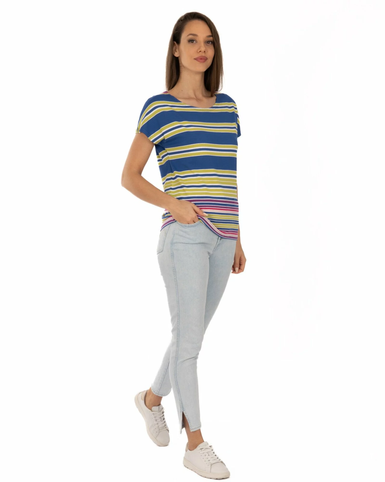 Tricou vâscoză elastan cu dungi