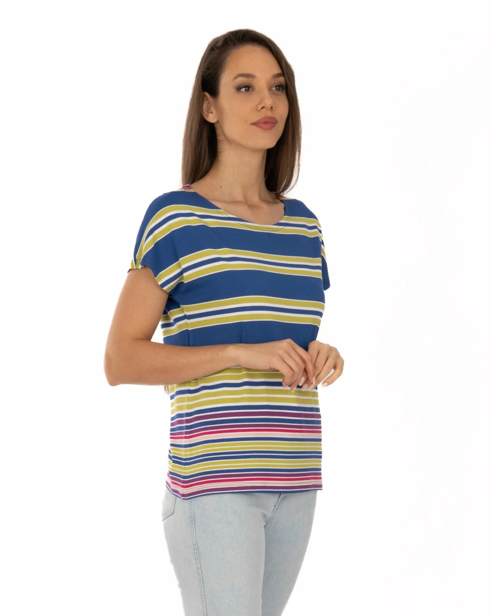 Tricou vâscoză elastan cu dungi