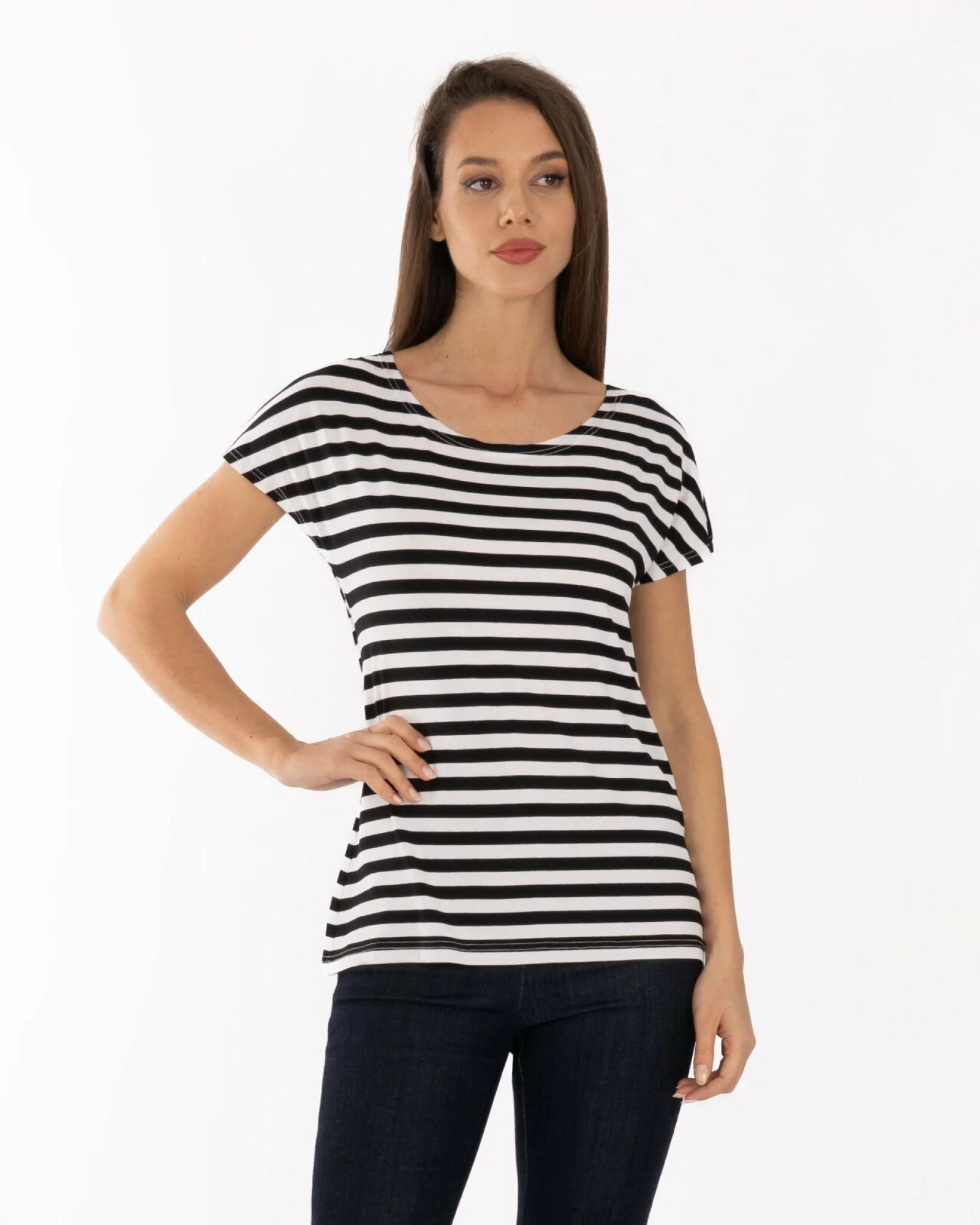 Tricou vâscoză elastan cu dungi