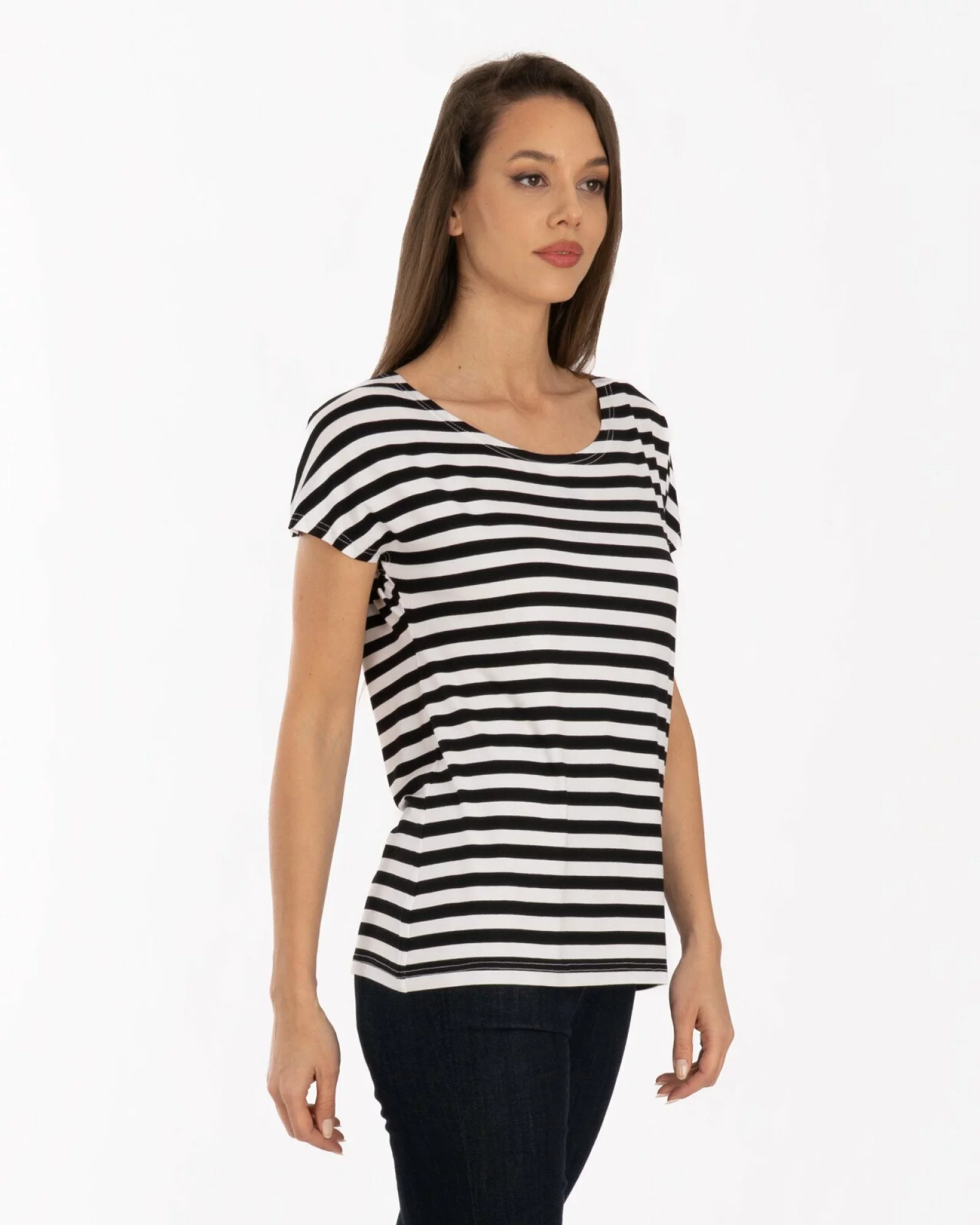 Tricou vâscoză elastan cu dungi