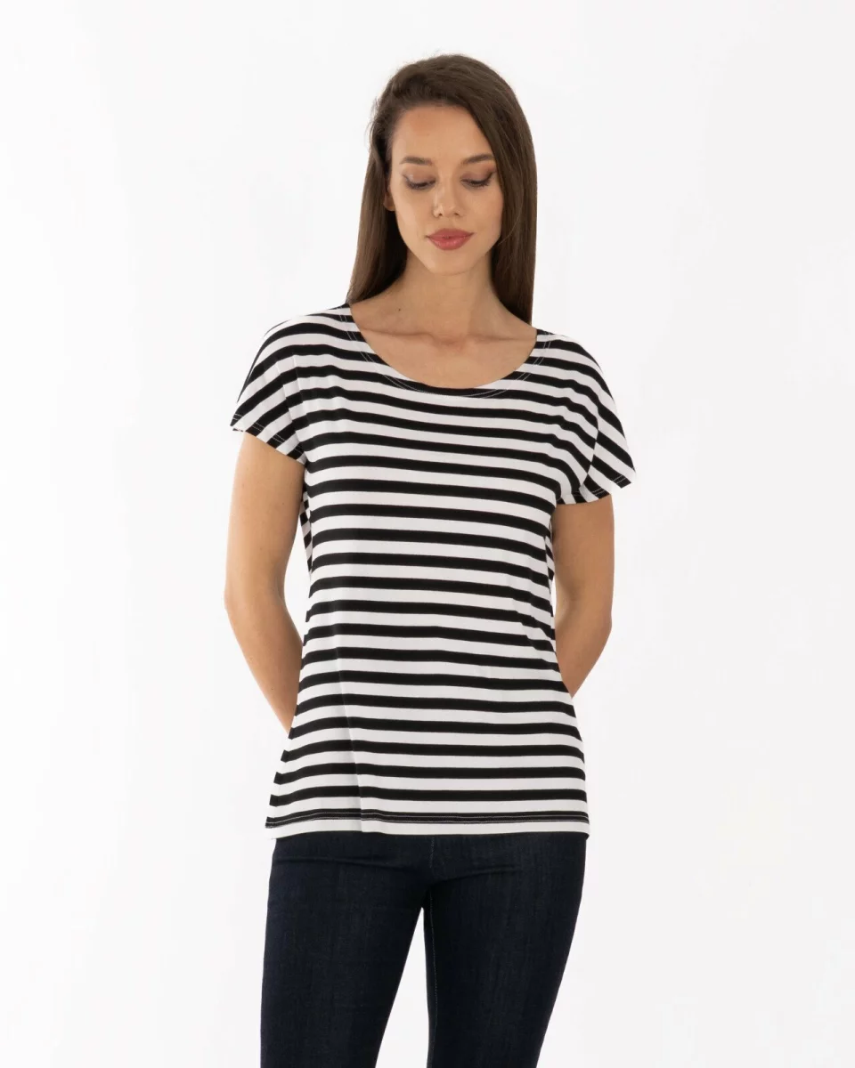 Tricou vâscoză elastan cu dungi